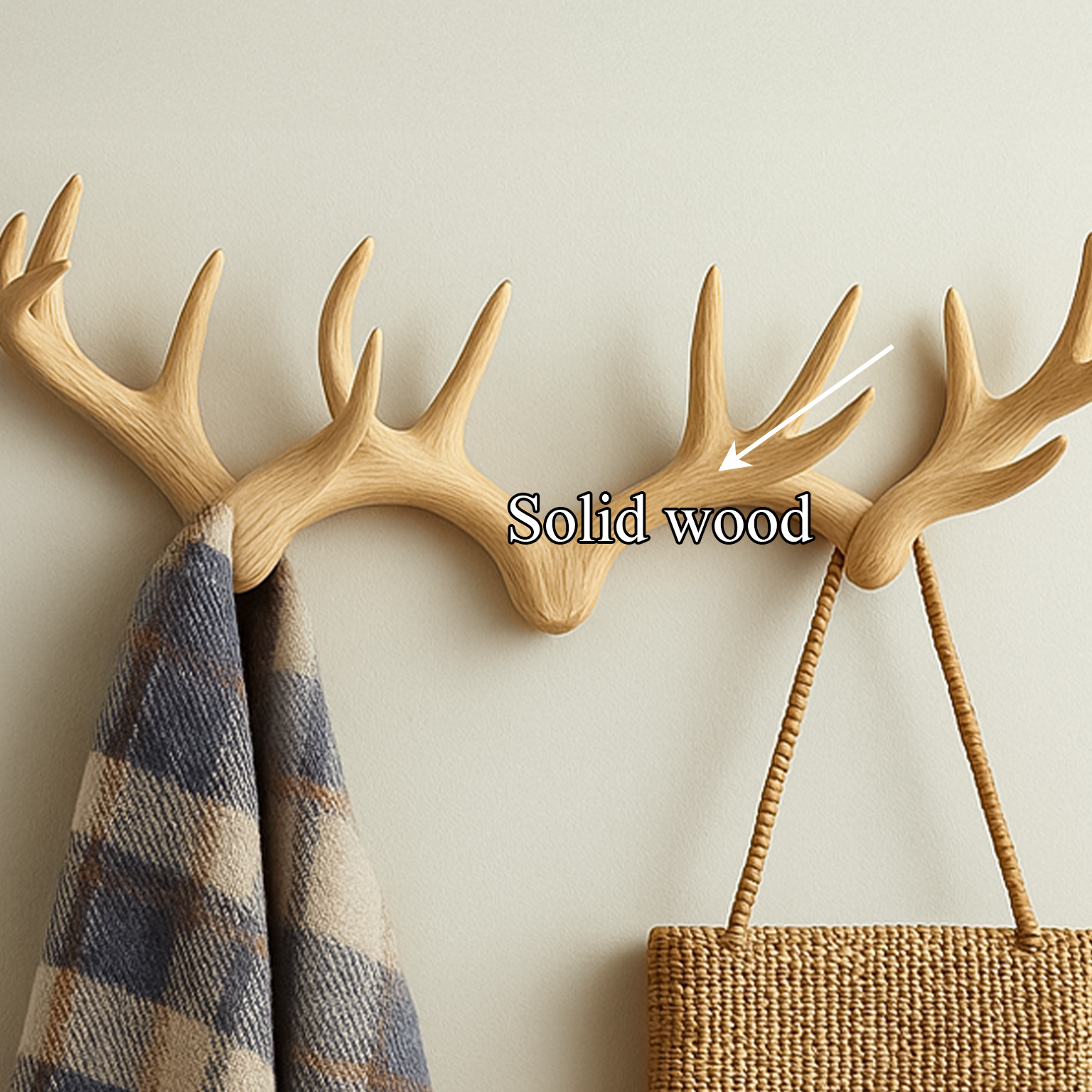 Rustic Minimalist Antler Wall Rack Living Room SINLSATCR021