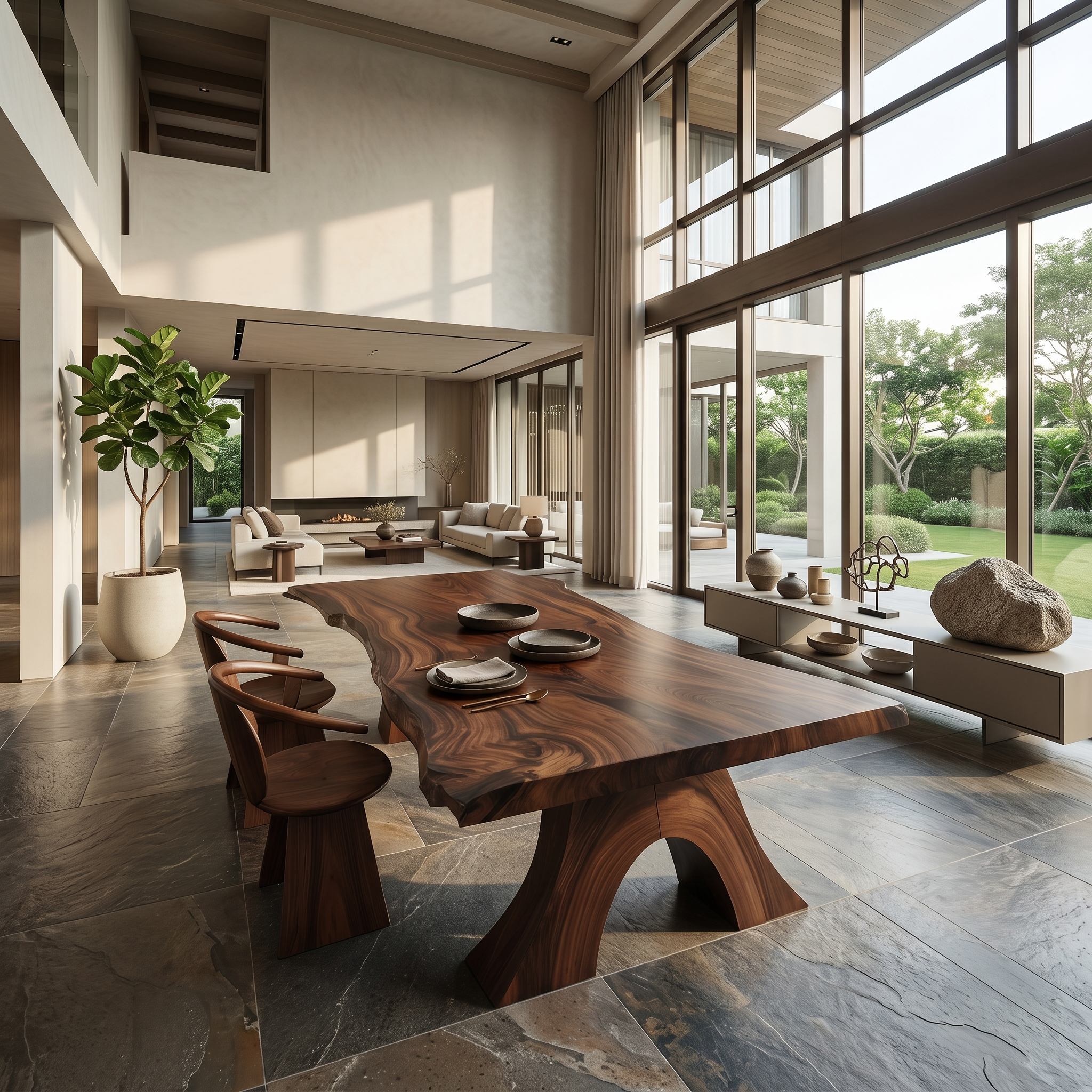 Modern Organic Edge Dining Table For Open Living Space SILDTTNDN026