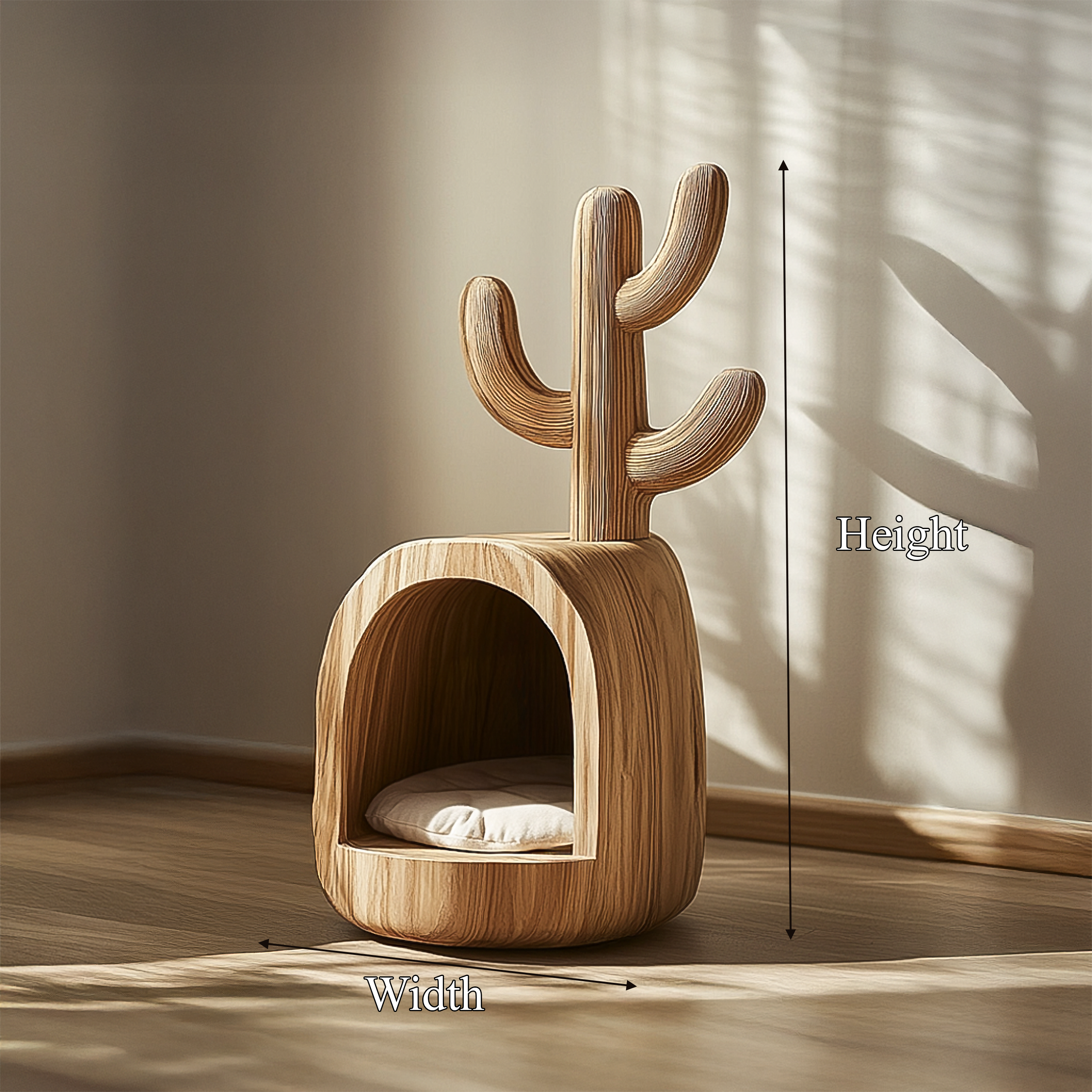 Organic Wooden Cat House Pet Furniture Living Room SINLSATT104