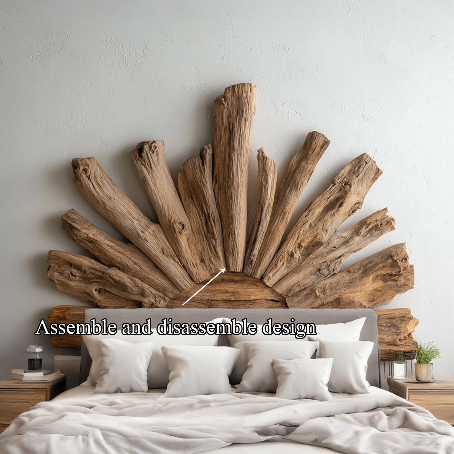 Rustic Driftwood Headboard Vintage Decor Bedroom Gift Her SINLSADH002