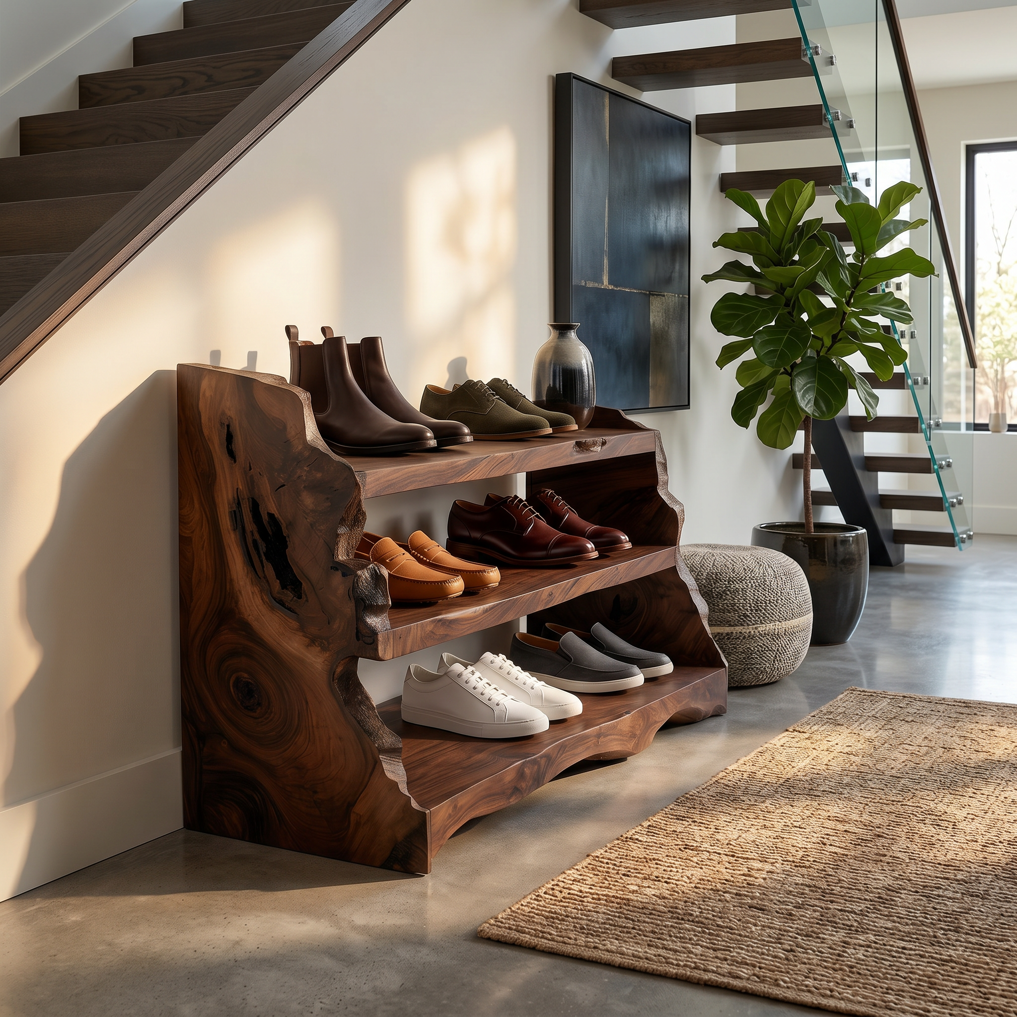 Rustic Vertical Shoe Rack For Cabin Entryway Storage Section SILDTTRSHB022