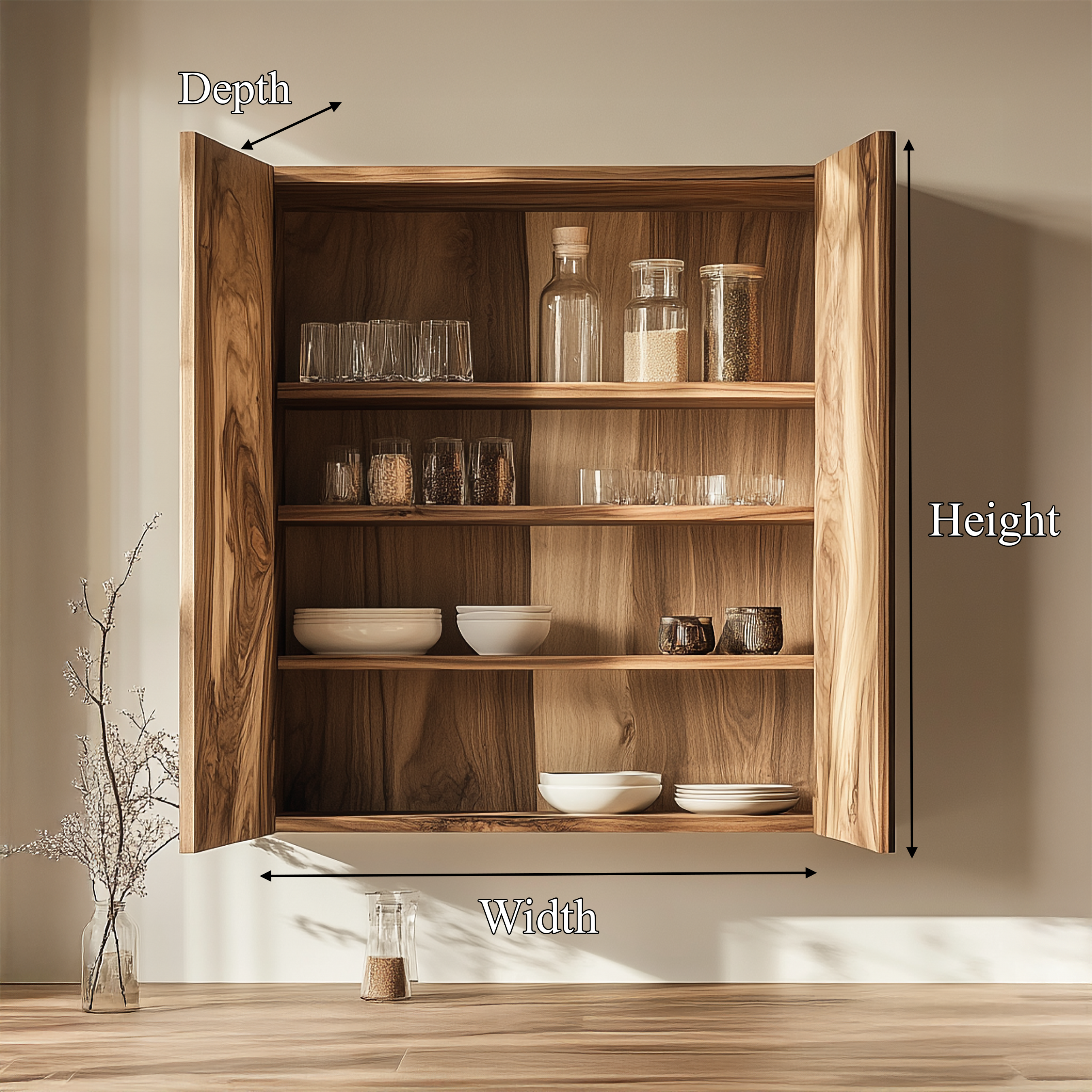 Mid Century Wall Mounted Storage Cabinet For Kitchen And Dining Room SINLSAKC005