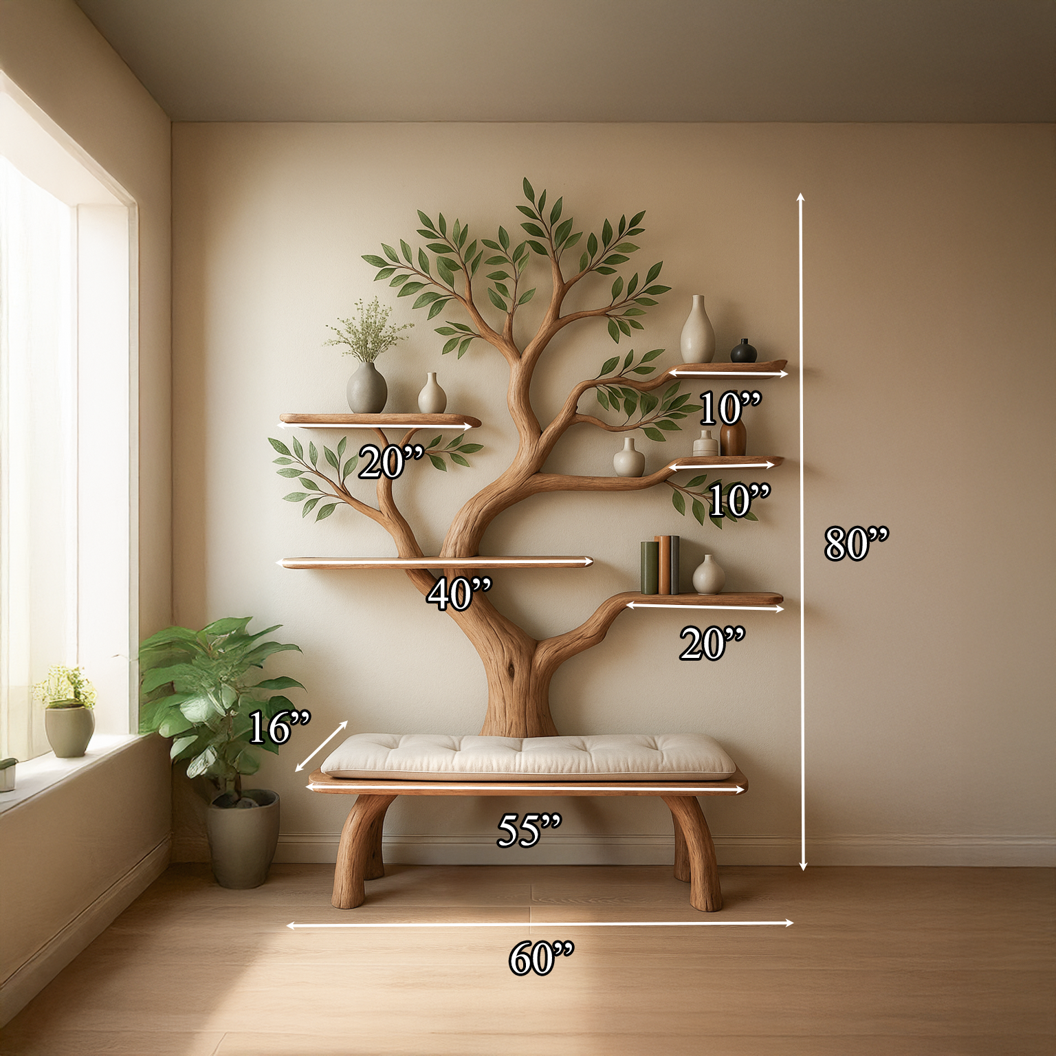 Rustic Tree Branch Shelf Living Bedroom SINLSATB223