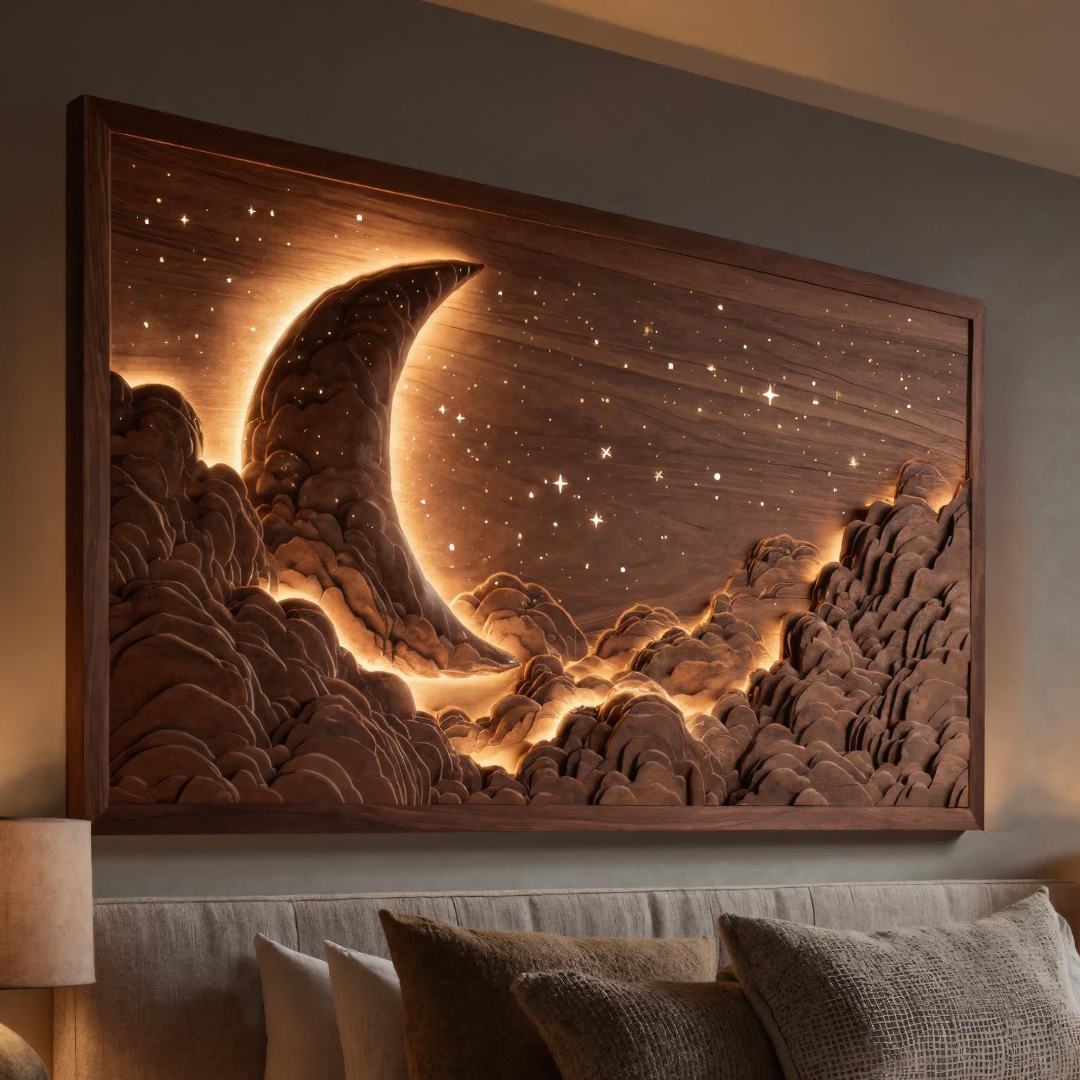 Handcrafted Moon Stars Wall Art For Bedroom Or Living Room SITHHNWA016