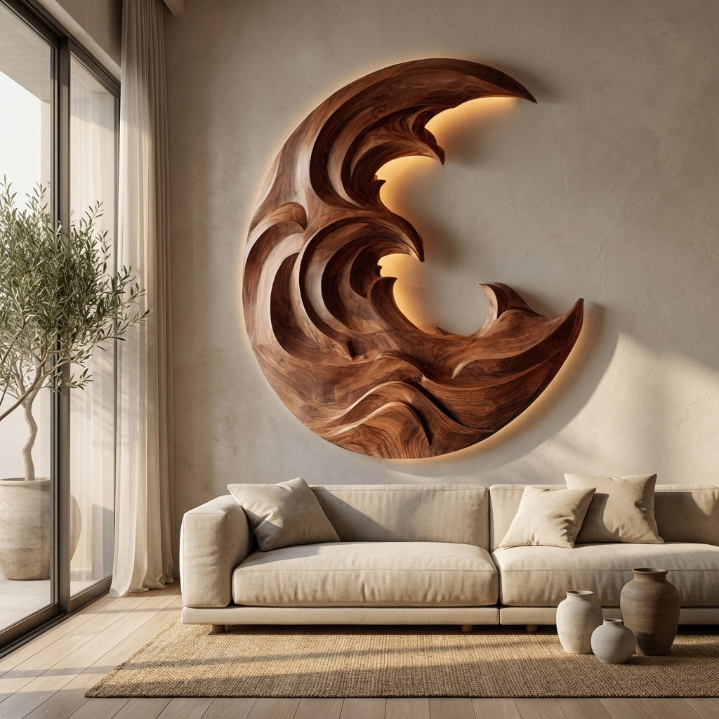 Organic Modern Wood Wave Wall Art For Living Room RTTHHNWA166