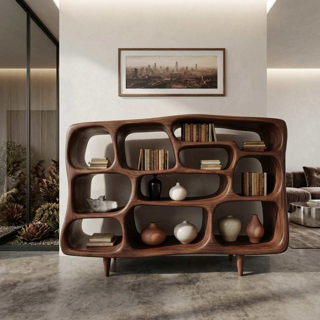 Modern Organic Bookshelf With Open Shelves For Living Room Or Office SITHHNBS026