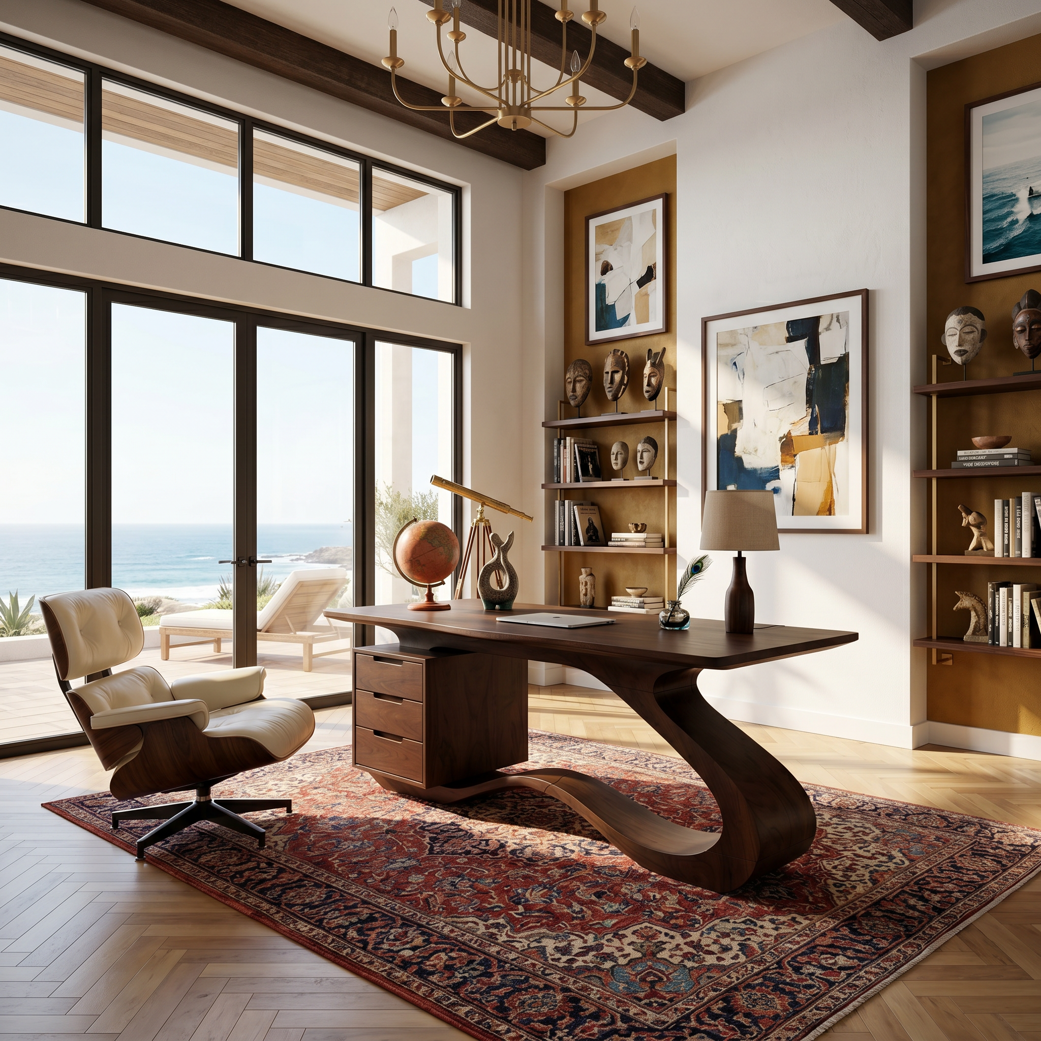 Modern Streamline Desk With Storage Cabinet For Workspace SILDTTNDE040