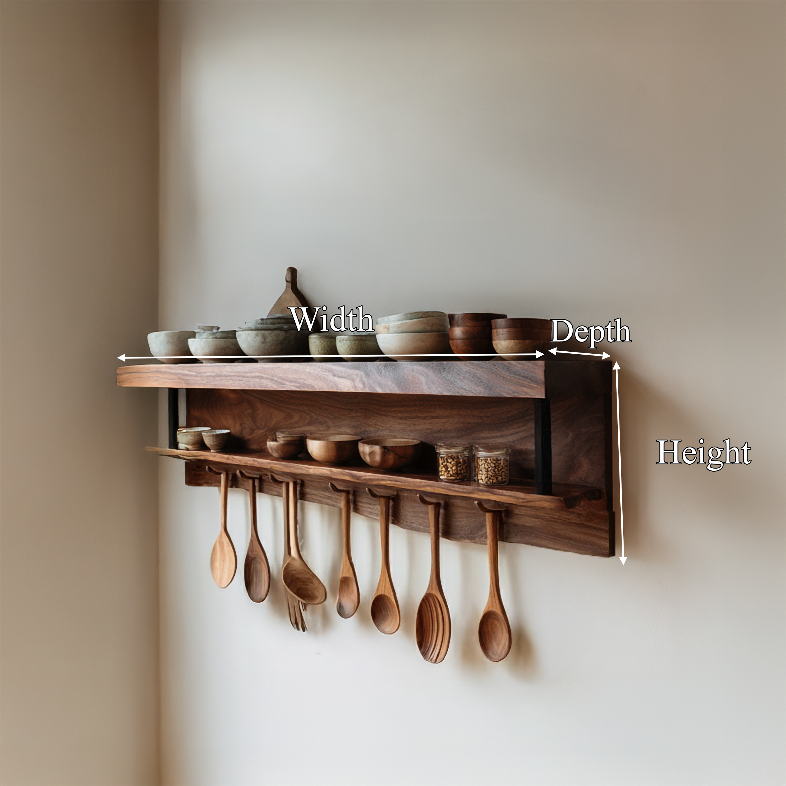Rustic Hanging Wall Shelf For Kitchen Or Dining Room SINLSAKS001