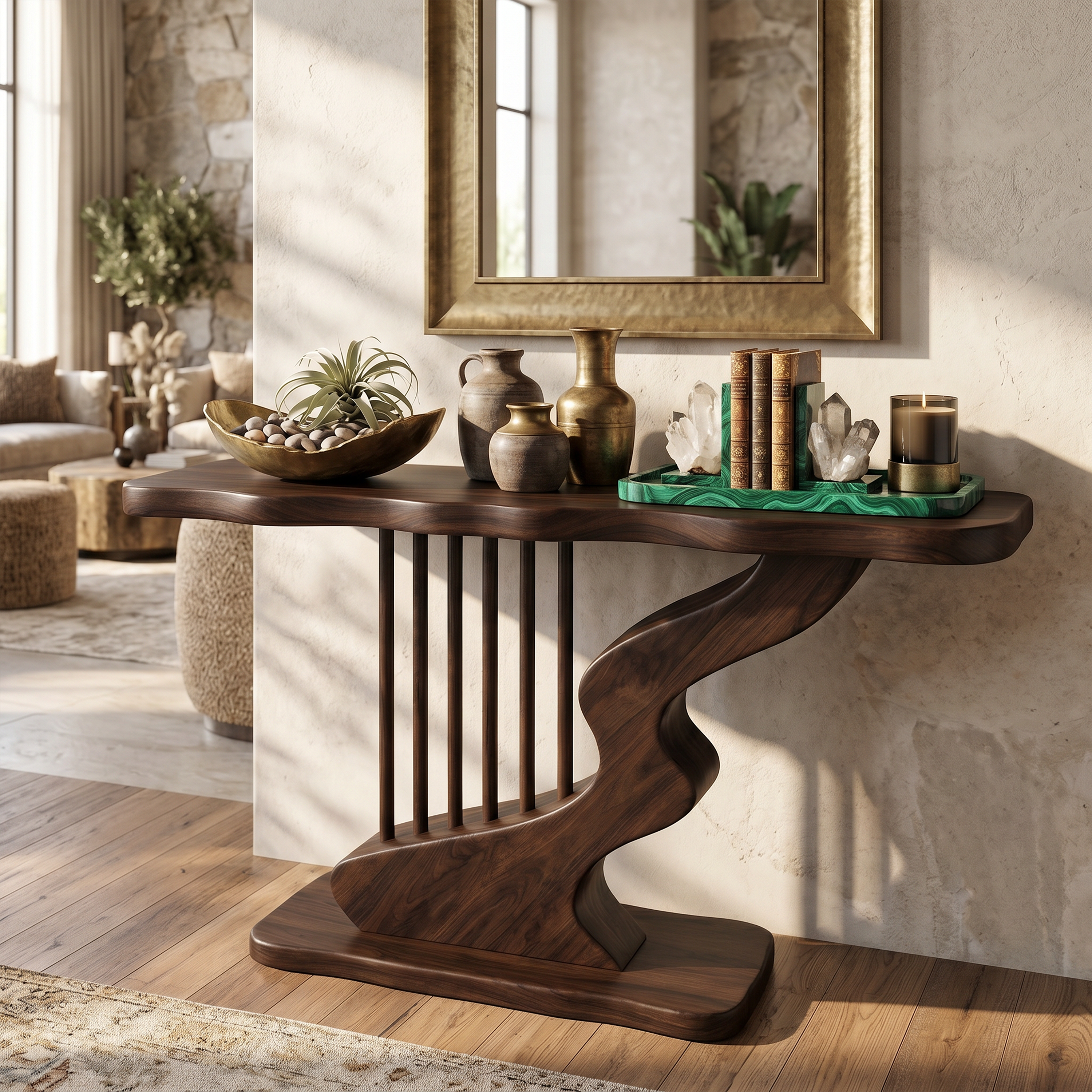 Bohemian Curved Base Console Table Cozy Entryway SILDTTRCS111