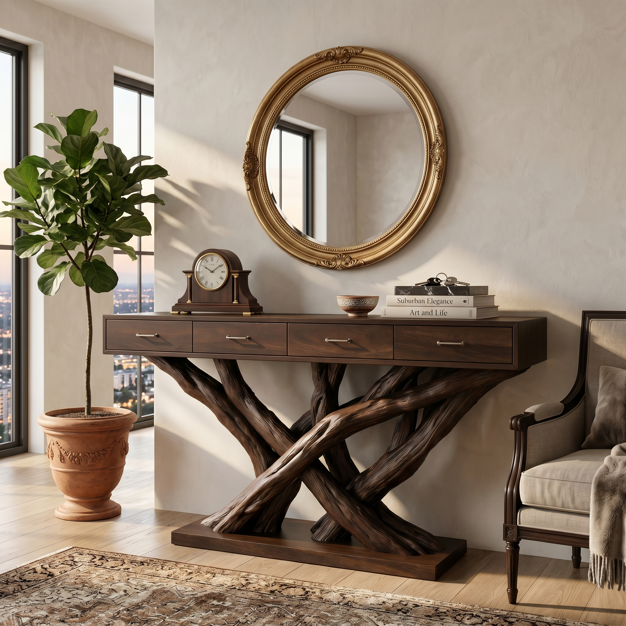Organic Modern Twisted Root Console Table Luxury Entryway SILDTTRCS086