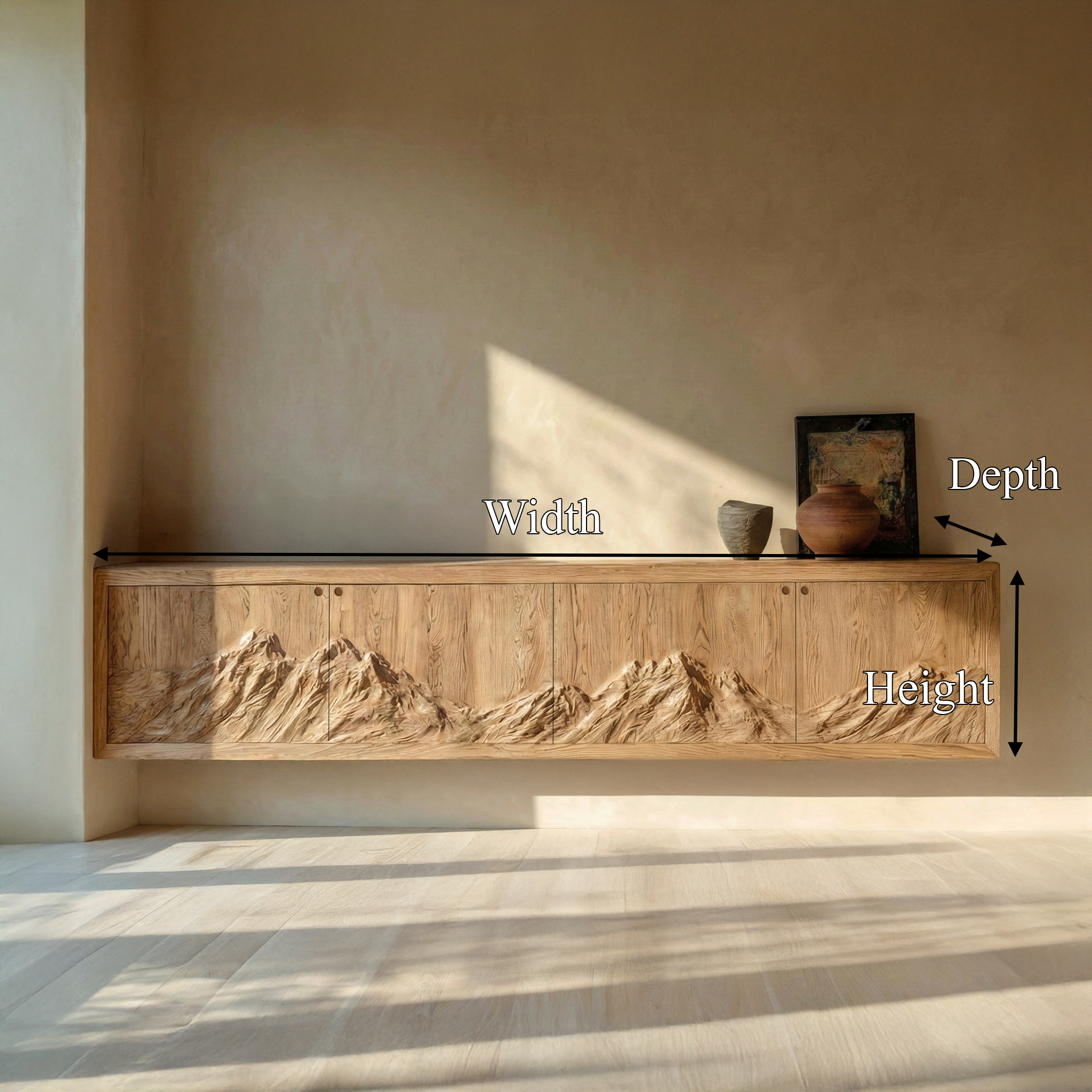 Rustic Mountain Carved Sideboard Console For Living Room SINLSASC465