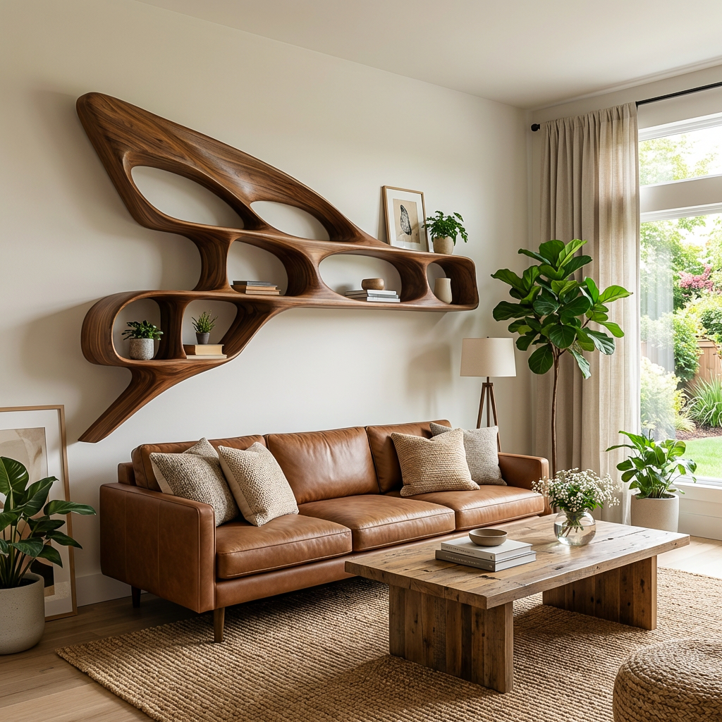 Organic Wooden Wall Bookshelf For Luxury Interior RTTHTTBS146