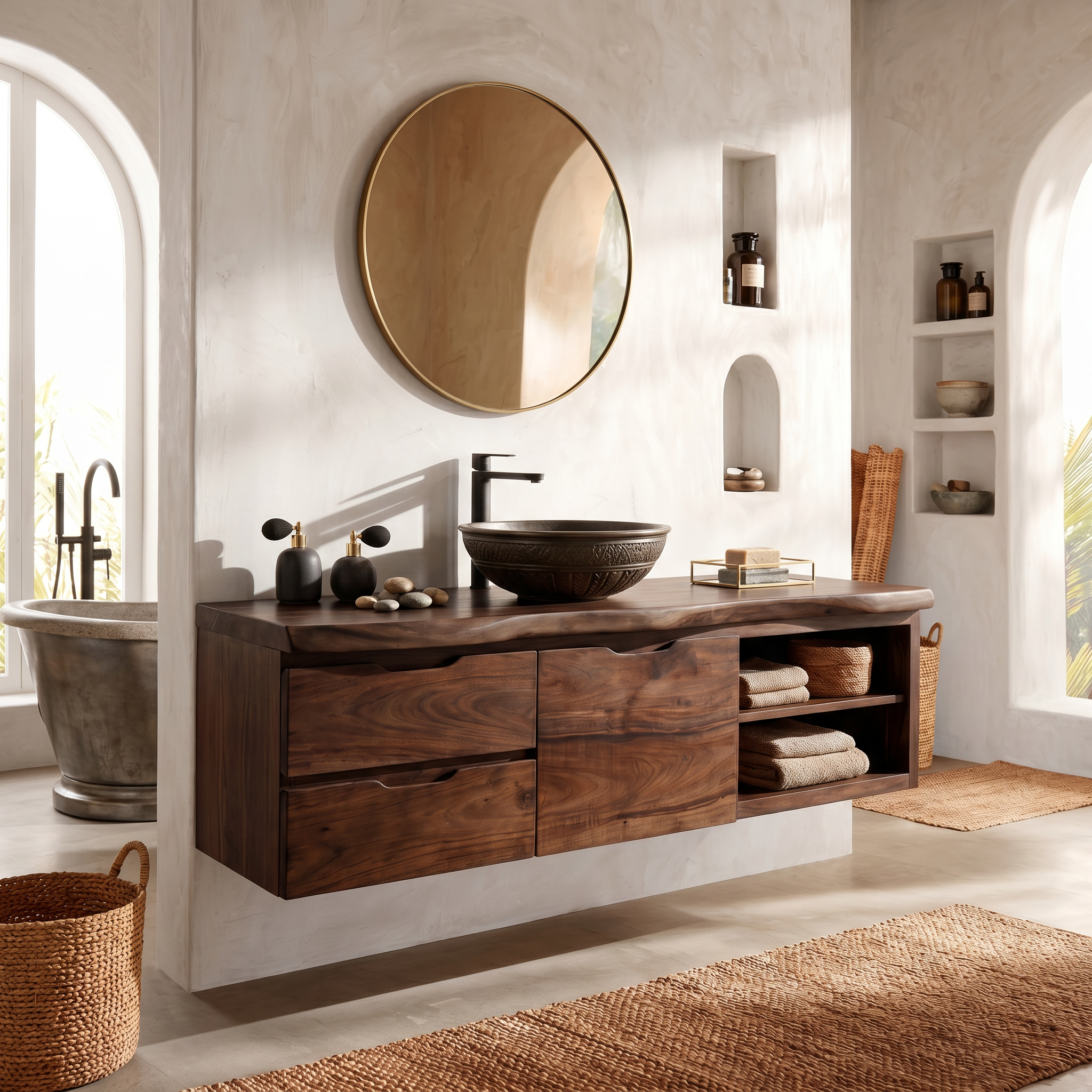 Japandi Wall Mounted Vanity Urban Loft Bathroom SILDTTRBRV197