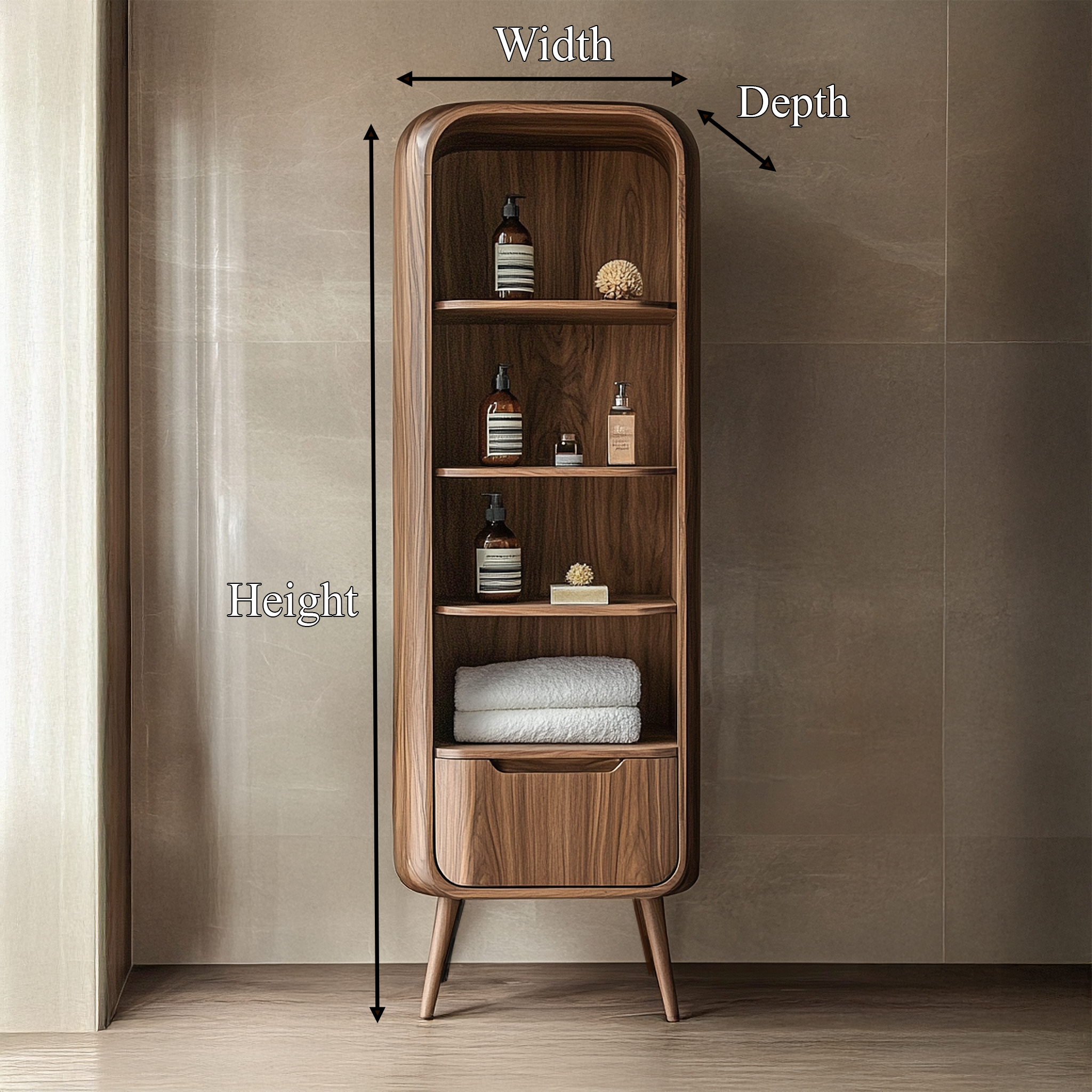 Luxury Sculptural Tall Cabinet For Bathroom Storage And Spa Interior SINLSABCT002