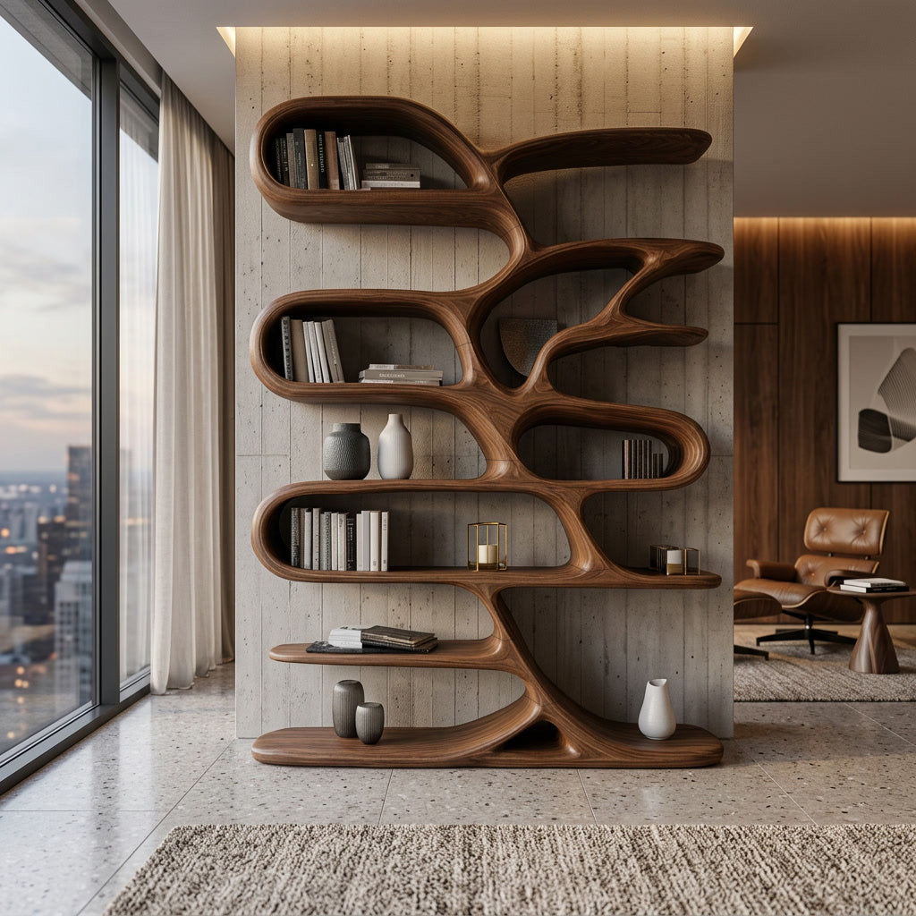 Contemporary Wooden Bookcase For Minimalist Living Room Decor RTTHHNBS158