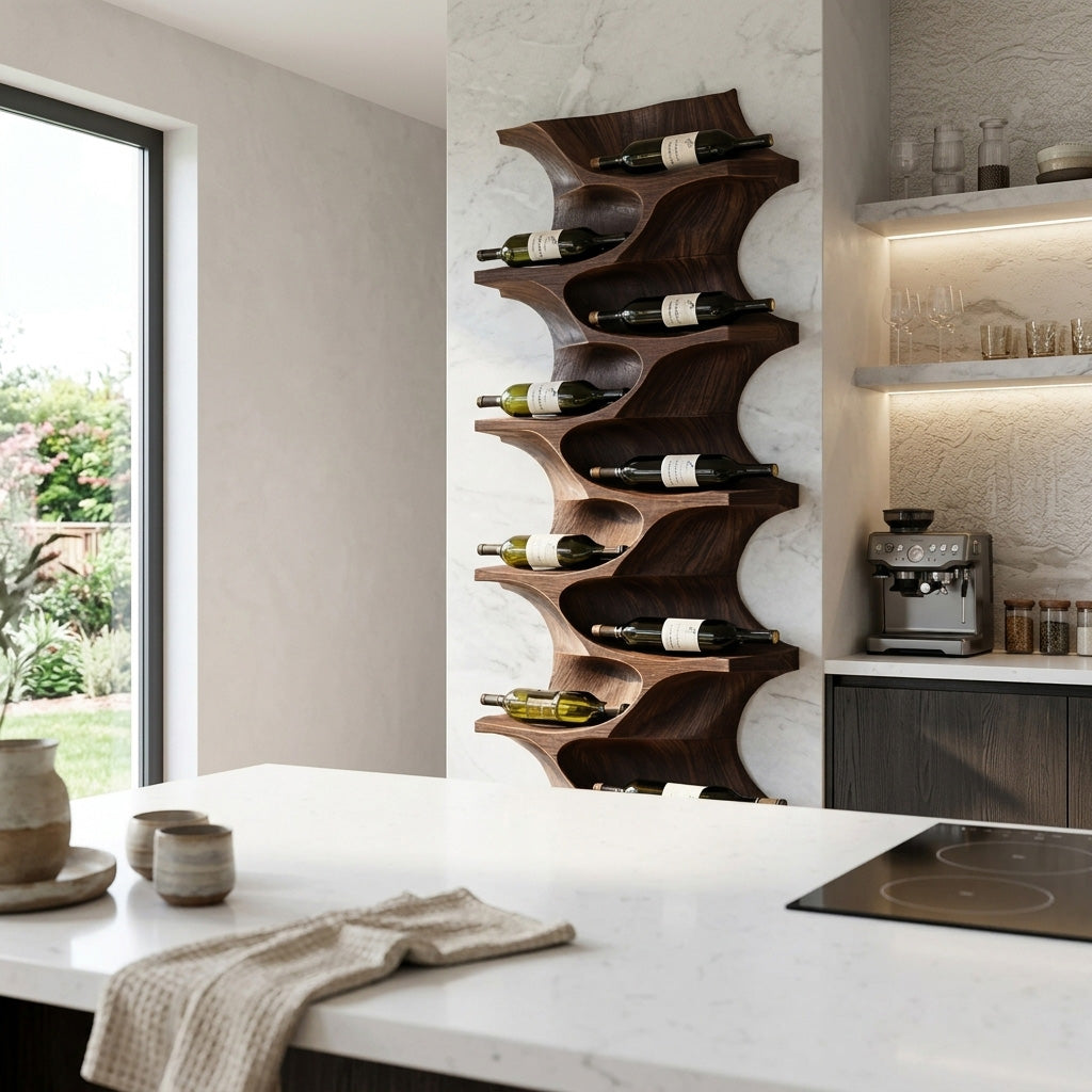Contemporary Natural Wood Wine Rack For Dining Room Wall Display RTTHHNWH009