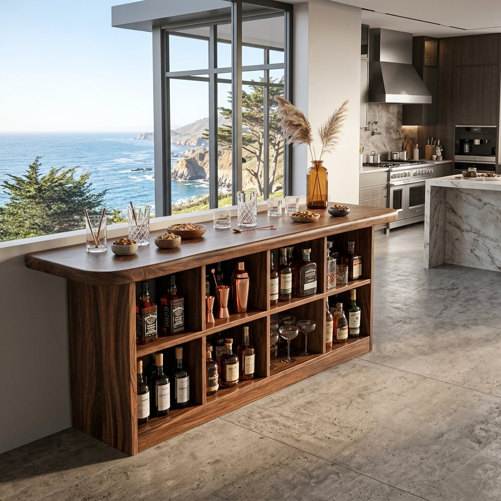Wooden Bar Table With Storage For Compact Kitchen Or Coffee Bar SITHTTBTA005