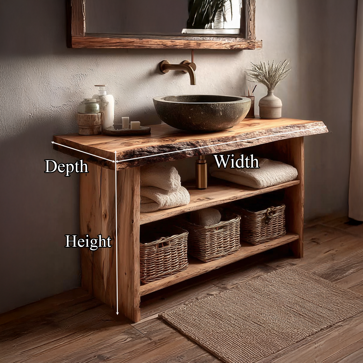 Rustic Bathroom Vanity Console Storage SINLSABRV055