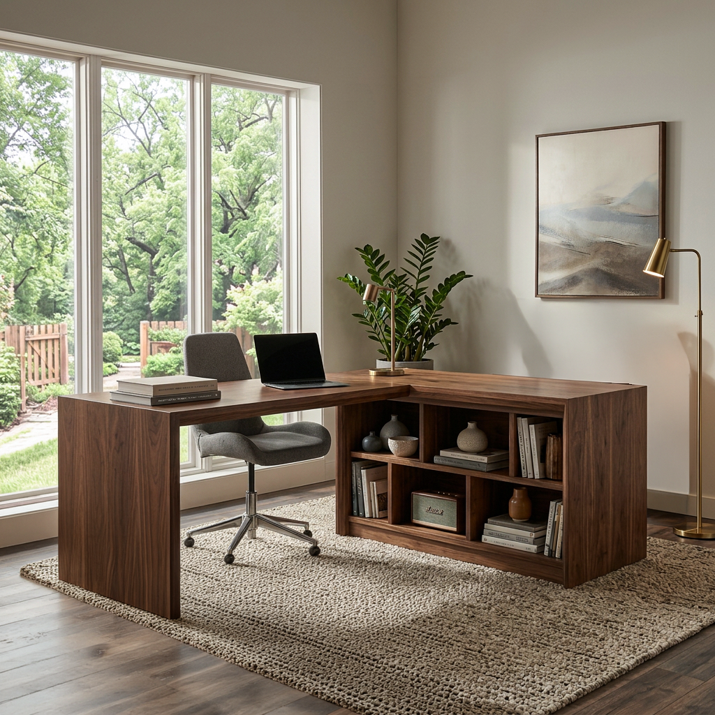 Modern Wooden Desk With Shelves For Home Office RTTHTTDE071