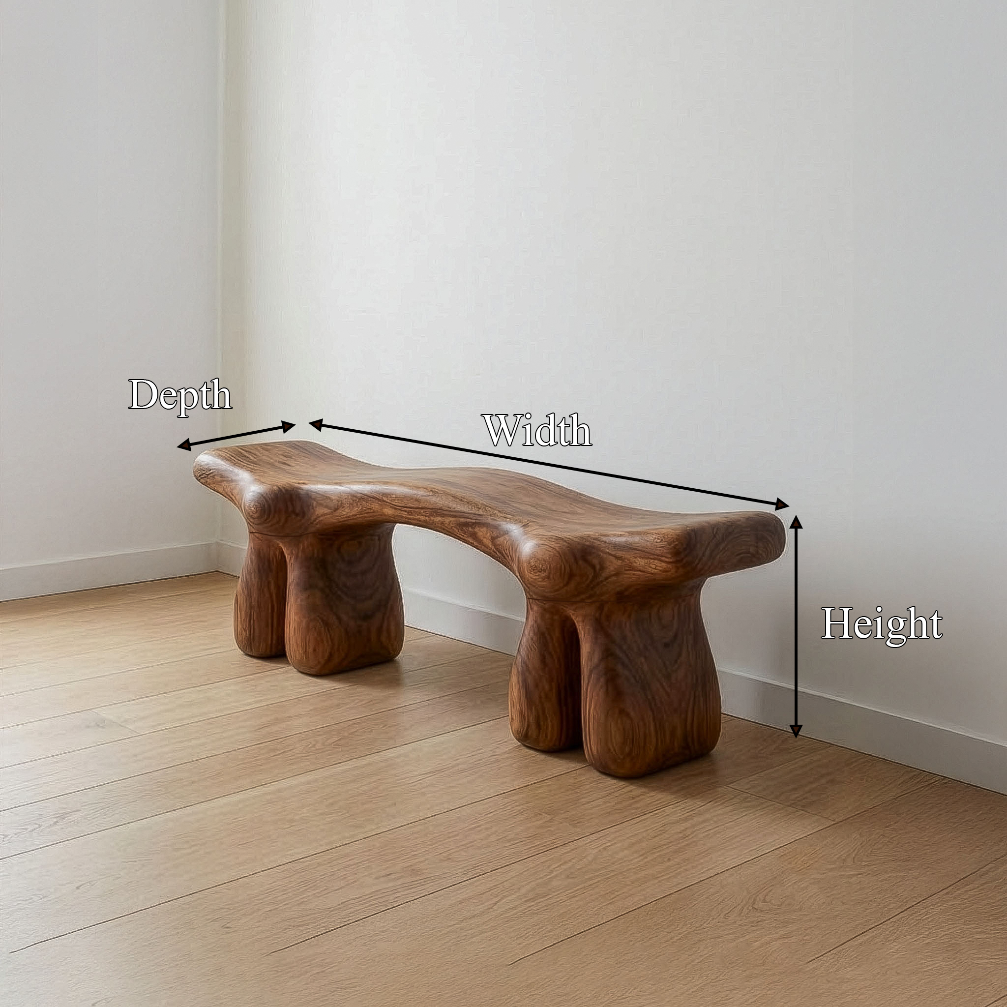 Mid Century Organic Bench For Entryway And Living Room SINLSARS070