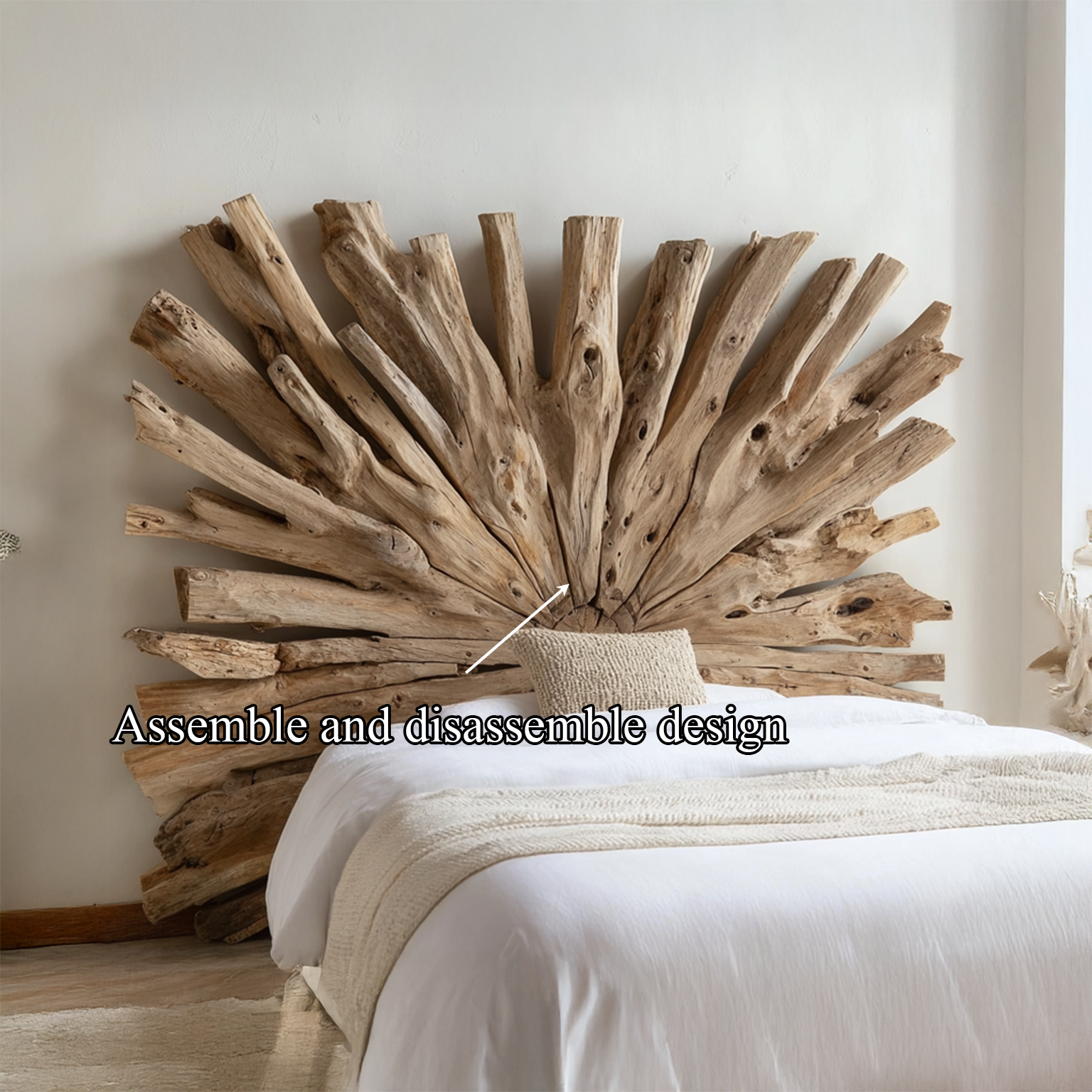 Driftwood Headboard Vintage Decor Bedroom Gift SINLSADH001