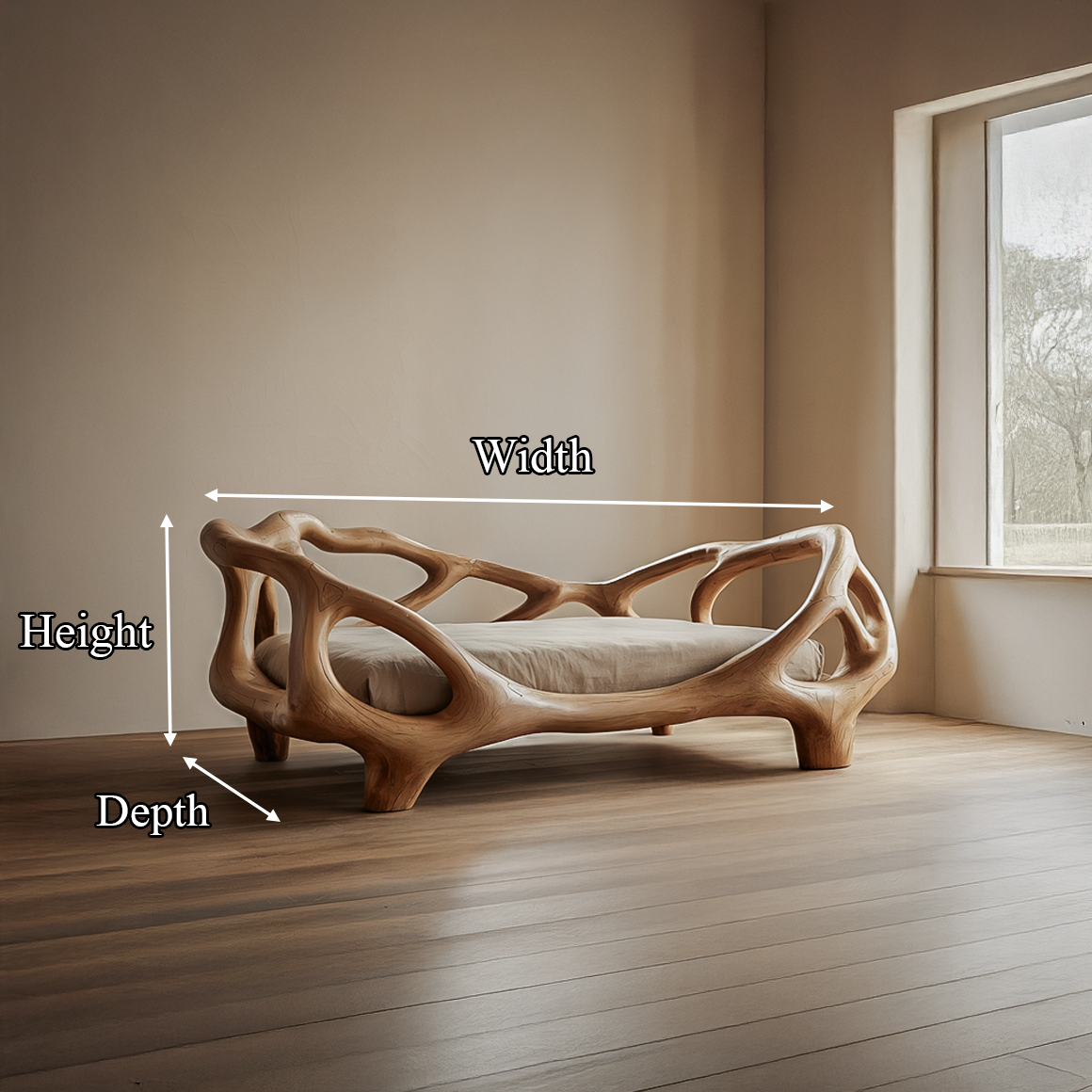 Rustic Organic Sculptural Bed Artistic Modern Bedroom SINLSAWB069