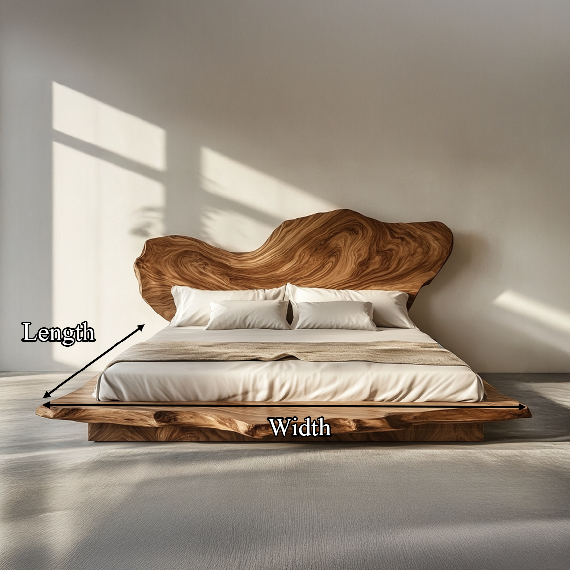 Rustic Handcrafted Wooden Bed Bedroom SINLSAWB076