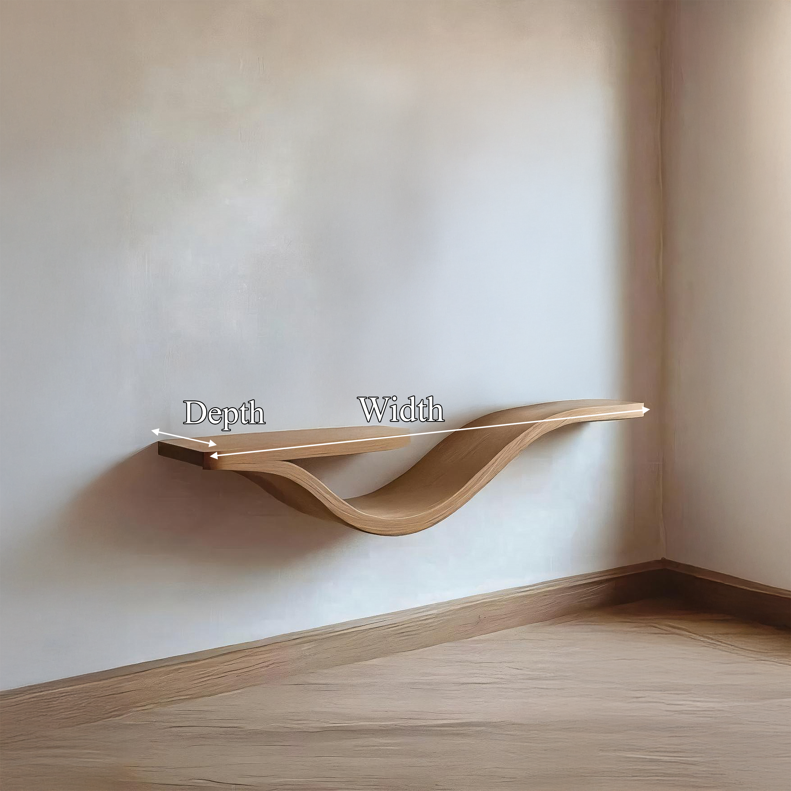 Rustic Wavy Floating Shelf Live Edge Decorative For Living Room SINLSAWV008