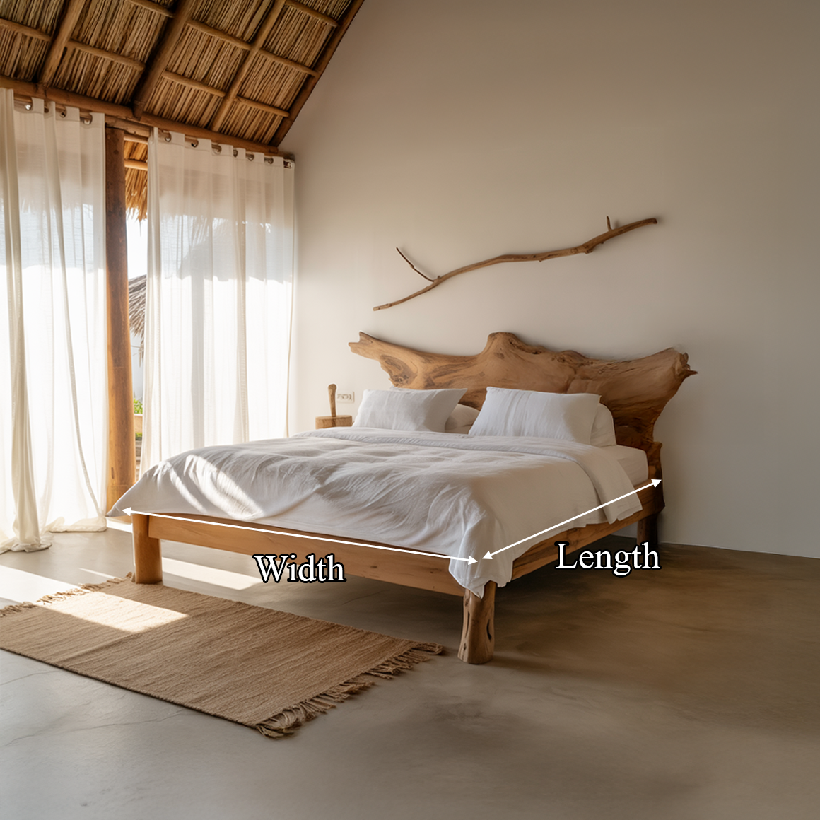 Rustic Live Edge Bed Modern Seaside Bedroom SINLSAWB064