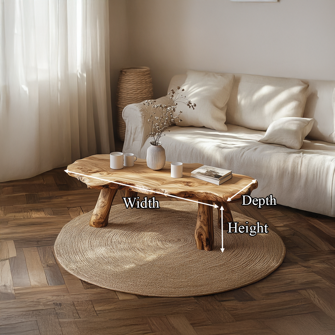 Rustic Live Edge Accent Coffee Table Living Room Family Room SINLSACF217