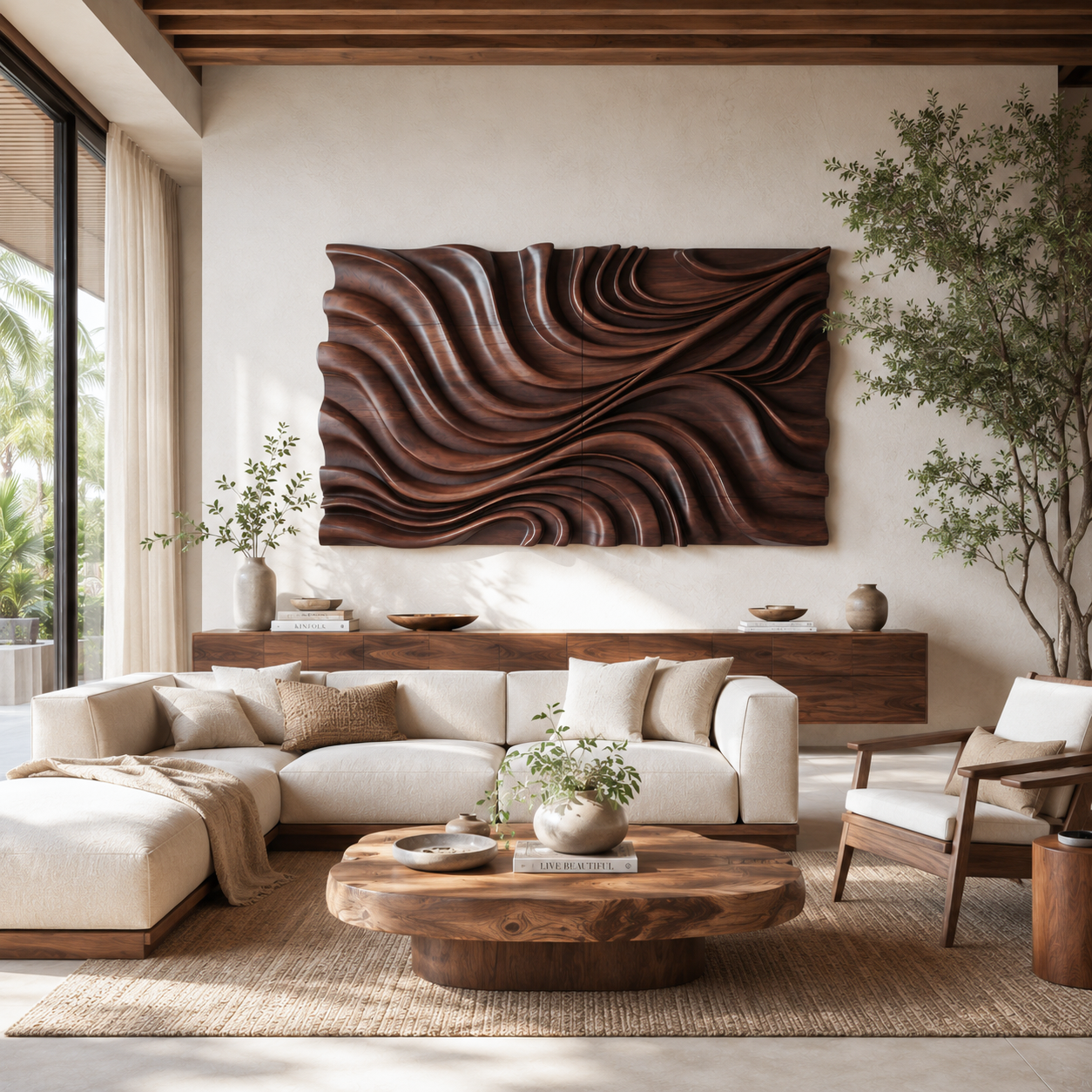 Elegant Wave Inspired Wall Sculpture for Modern Living Room SITHTTWA002