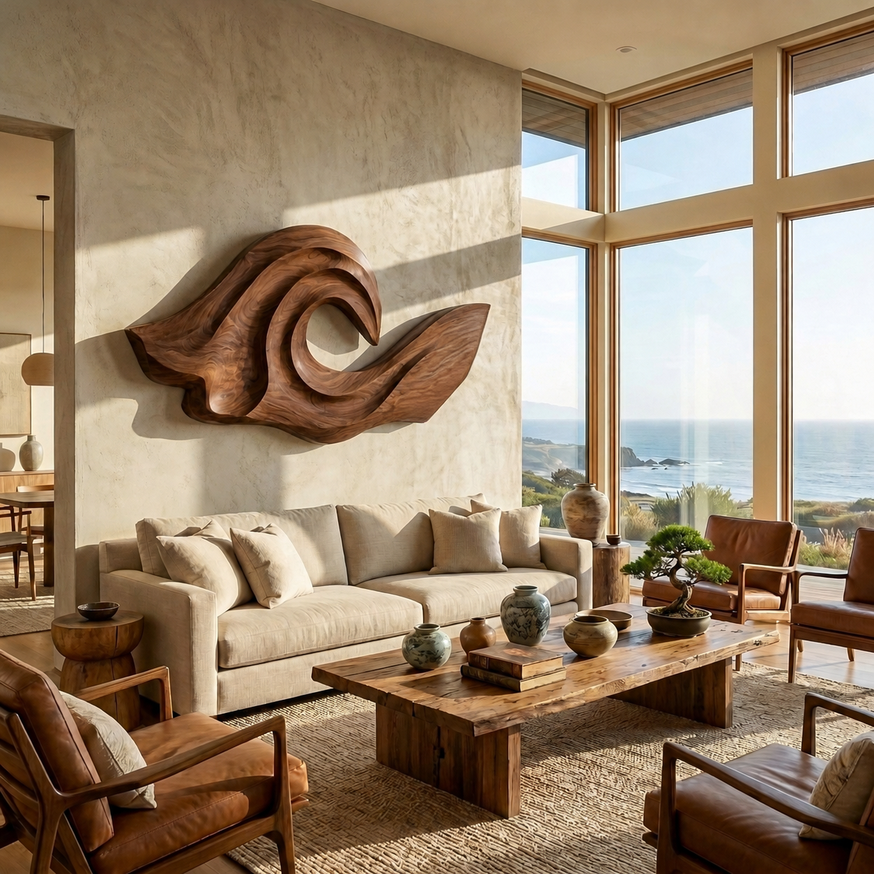 Ocean Wave Inspired Wood Wall Art For Living Room Decor RTTHTTWA138