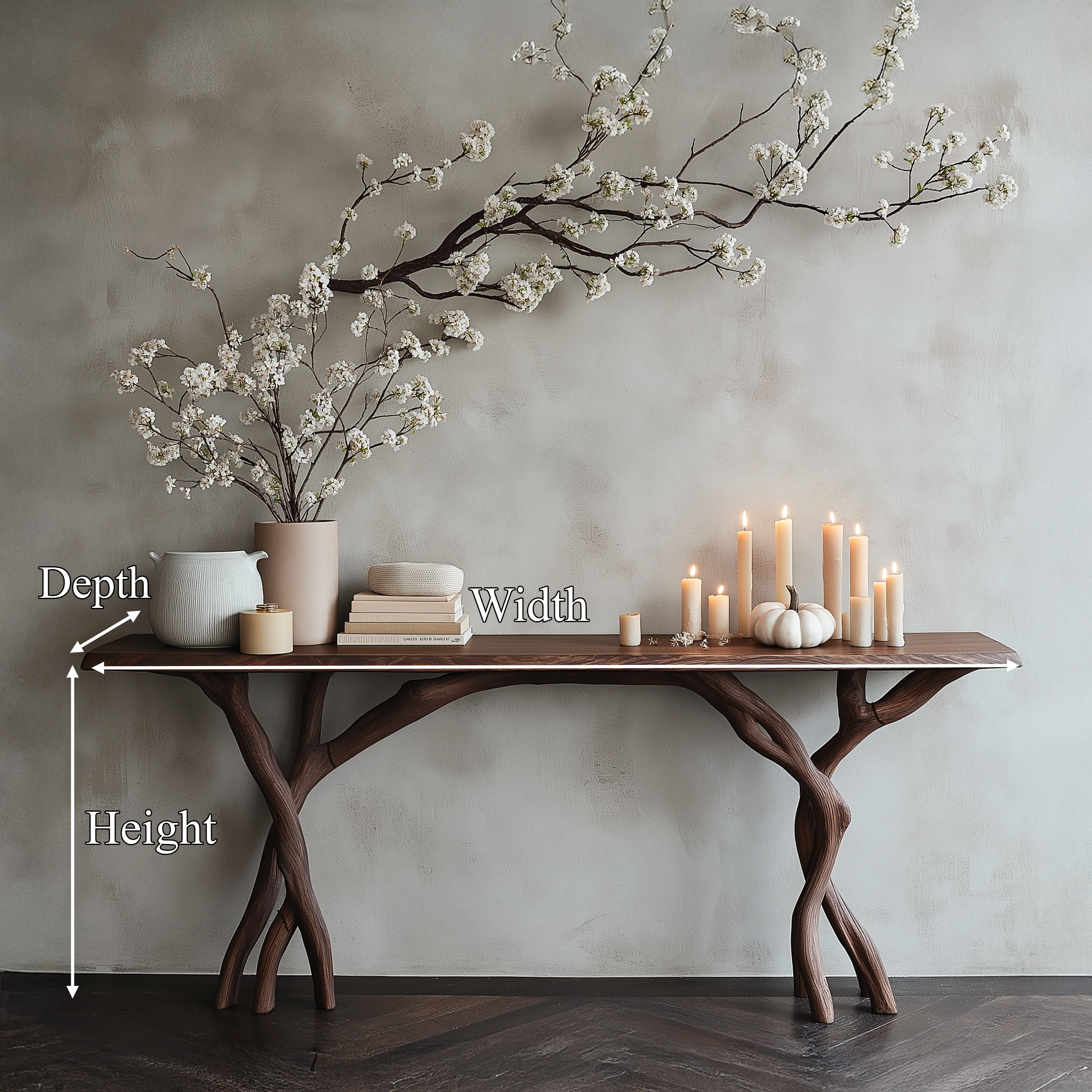 Driftwood Console Table Live Edge Rustic Wood Gift SINLSACS085