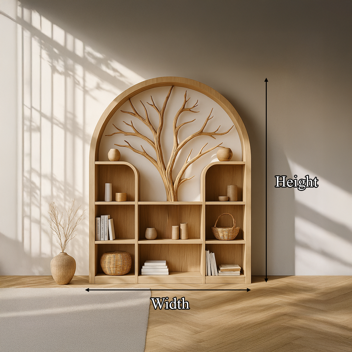 Scandinavian Rustic Tree Inspired Storage Cabinet Living Room SINLSASC239