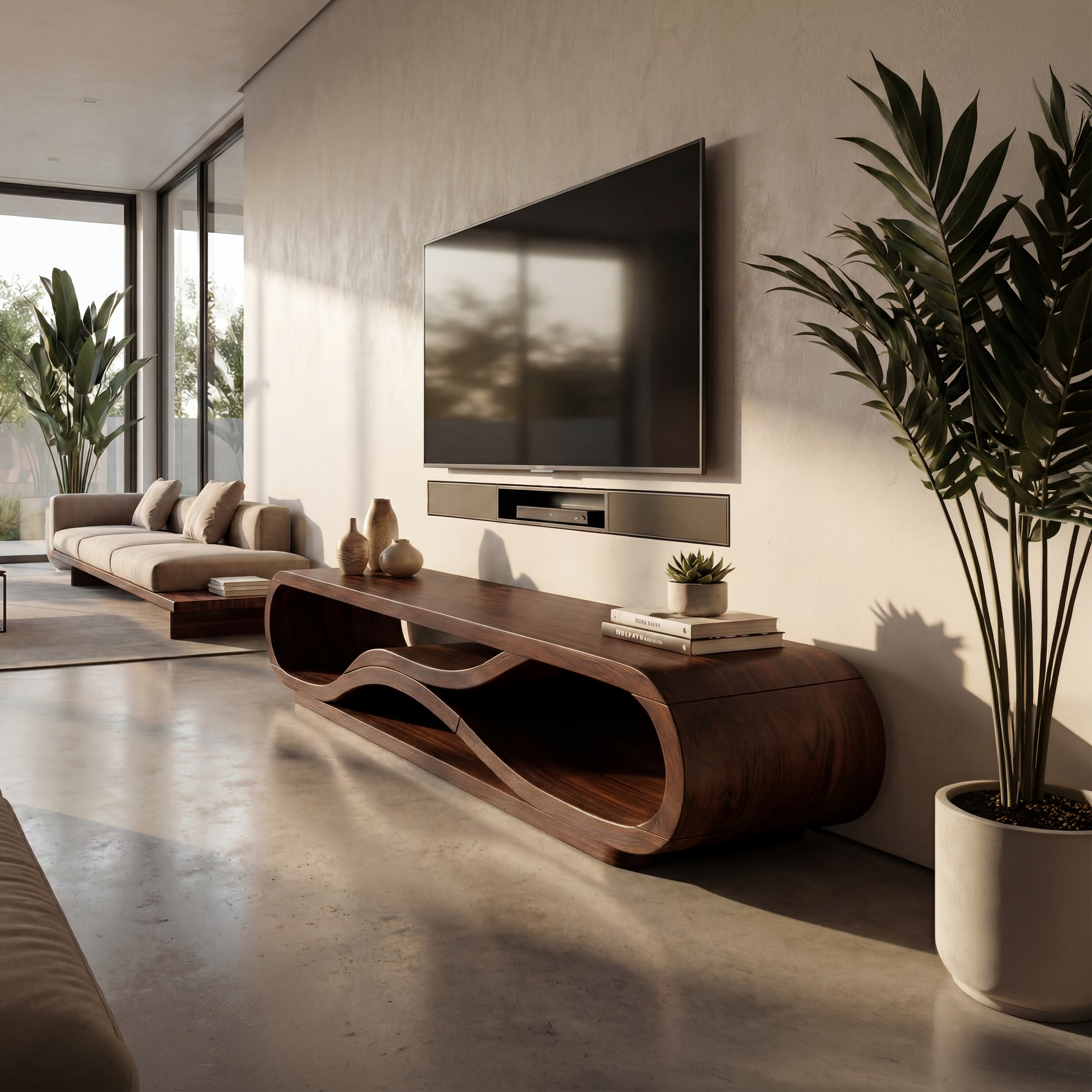 Modern Curved TV Cabinet For Home Interior SILDTTNTVC121