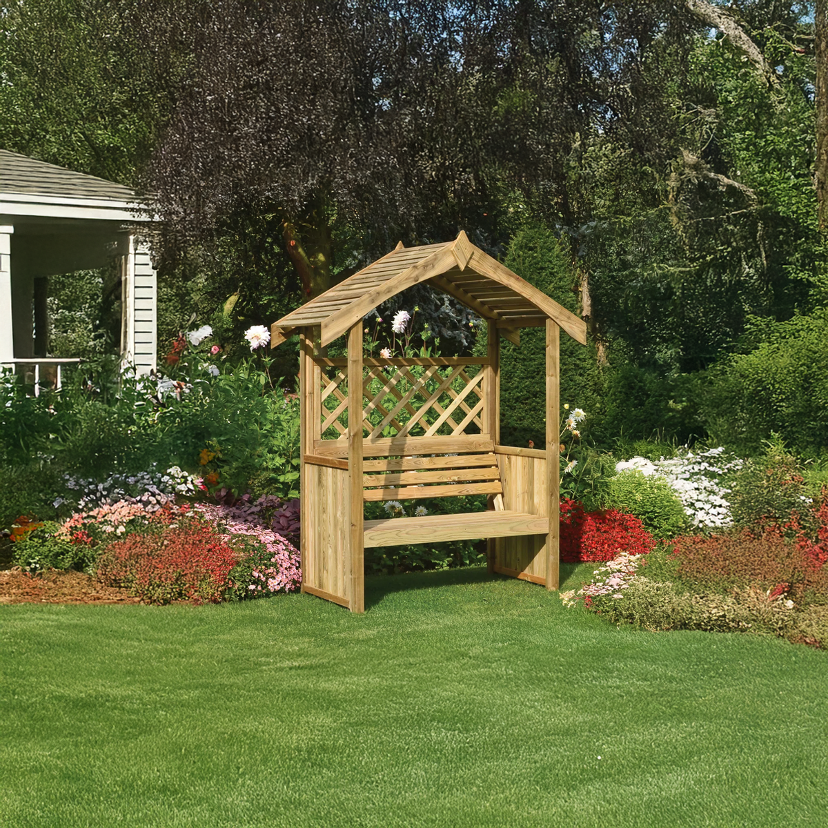 Garden Arbour Bench Rustic Wooden Vintage Gift SINLSAGB001