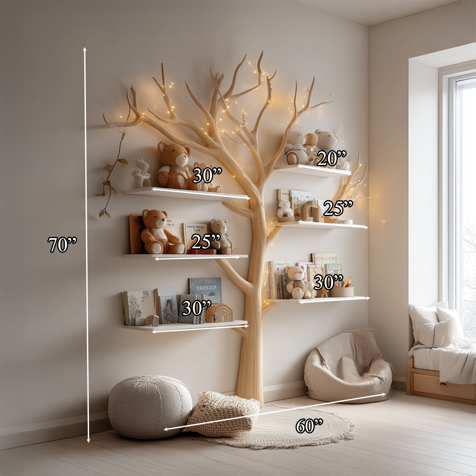 Rustic Tree Bookshelf Nursery Bedroom SINLSATB257