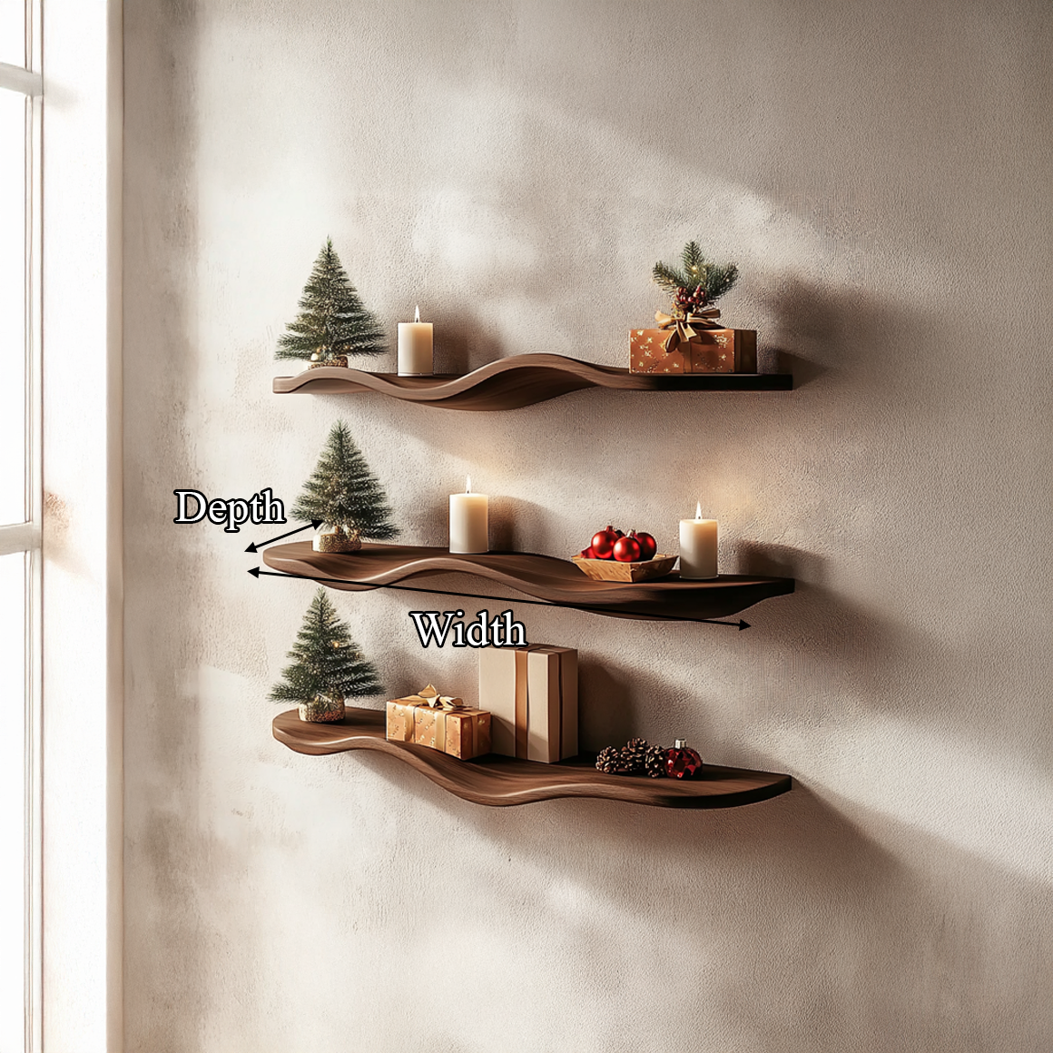 Mid Century Wavy Floating Shelf Living Christmas Spaces SINLSAWV009