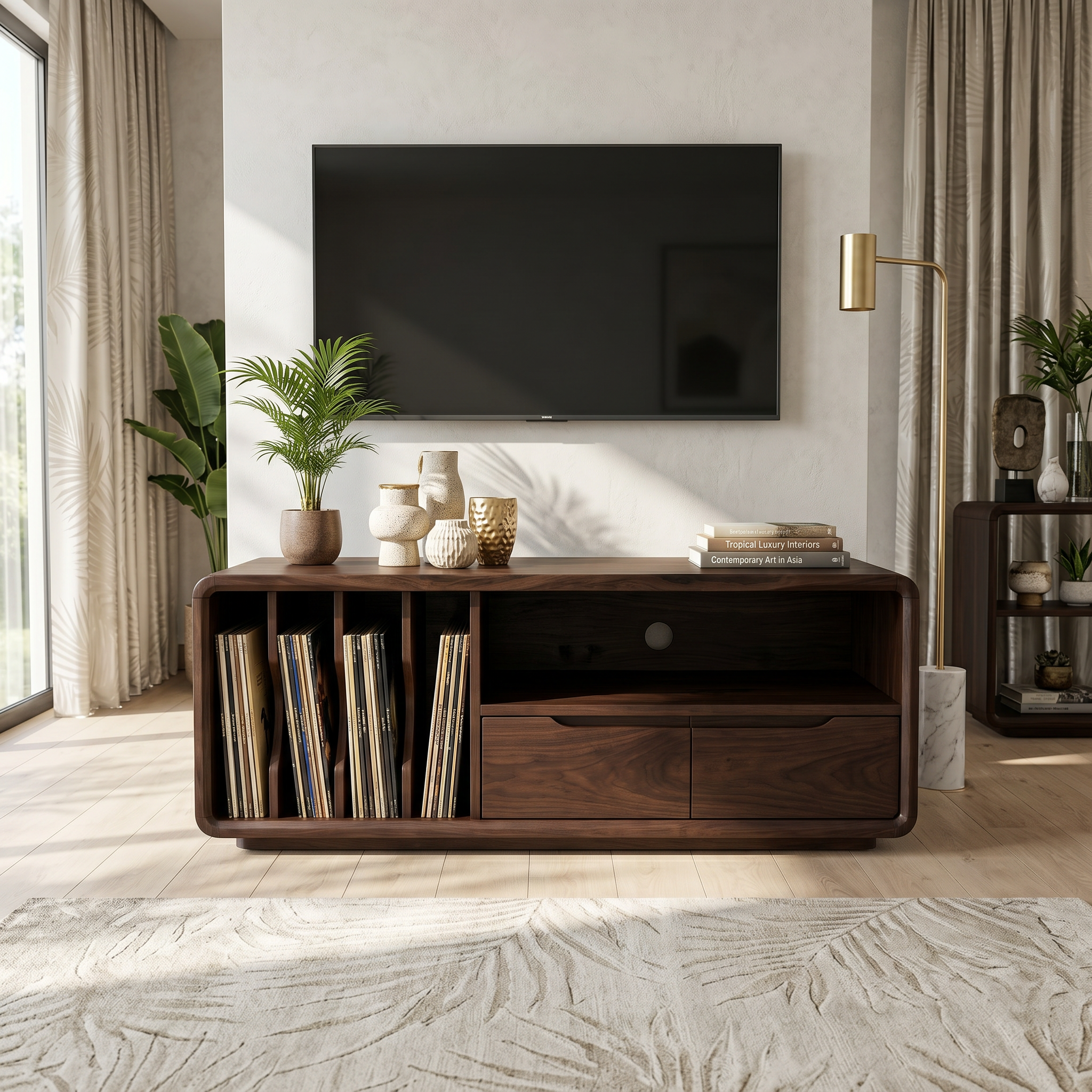 Handmade Wooden TV Cabinet Organic Curved Form SILDTTRTVC114