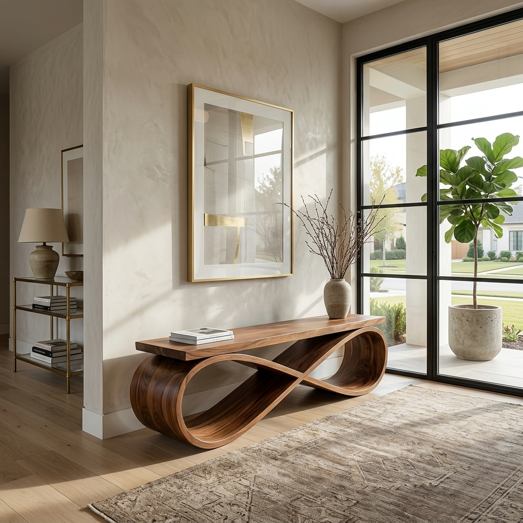 Infinity Loop Sculptural Bench For Entryway Or Living Room SITHTTCHR047