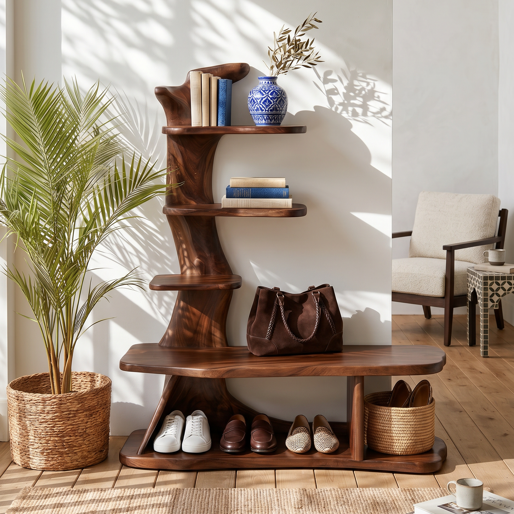 Industrial Shoe Rack Shelf For Loft Entryway Hallway Placement SILDTTRSHB007