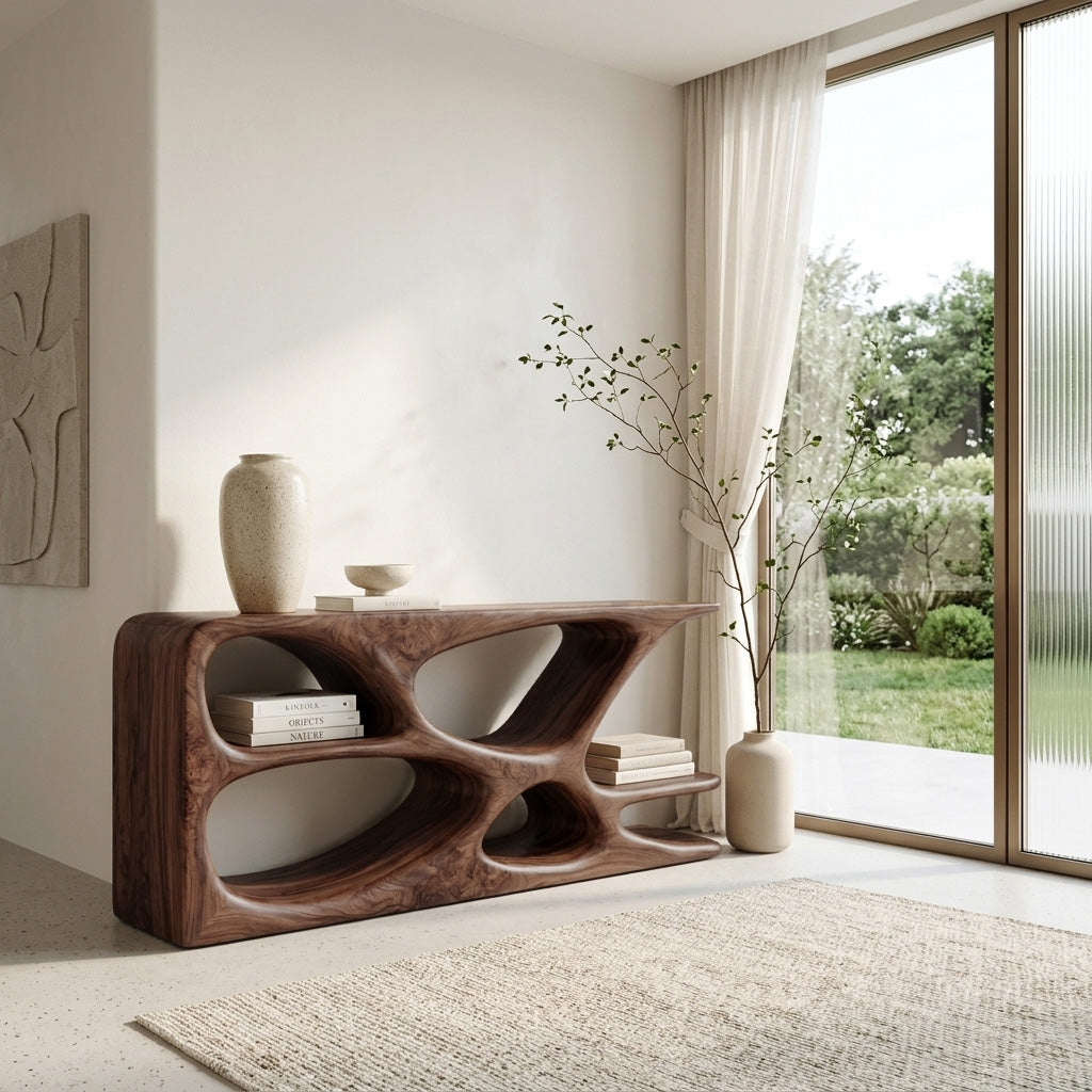 Minimalist Natural Wood Console Table For Living Space RTTHHNCS037