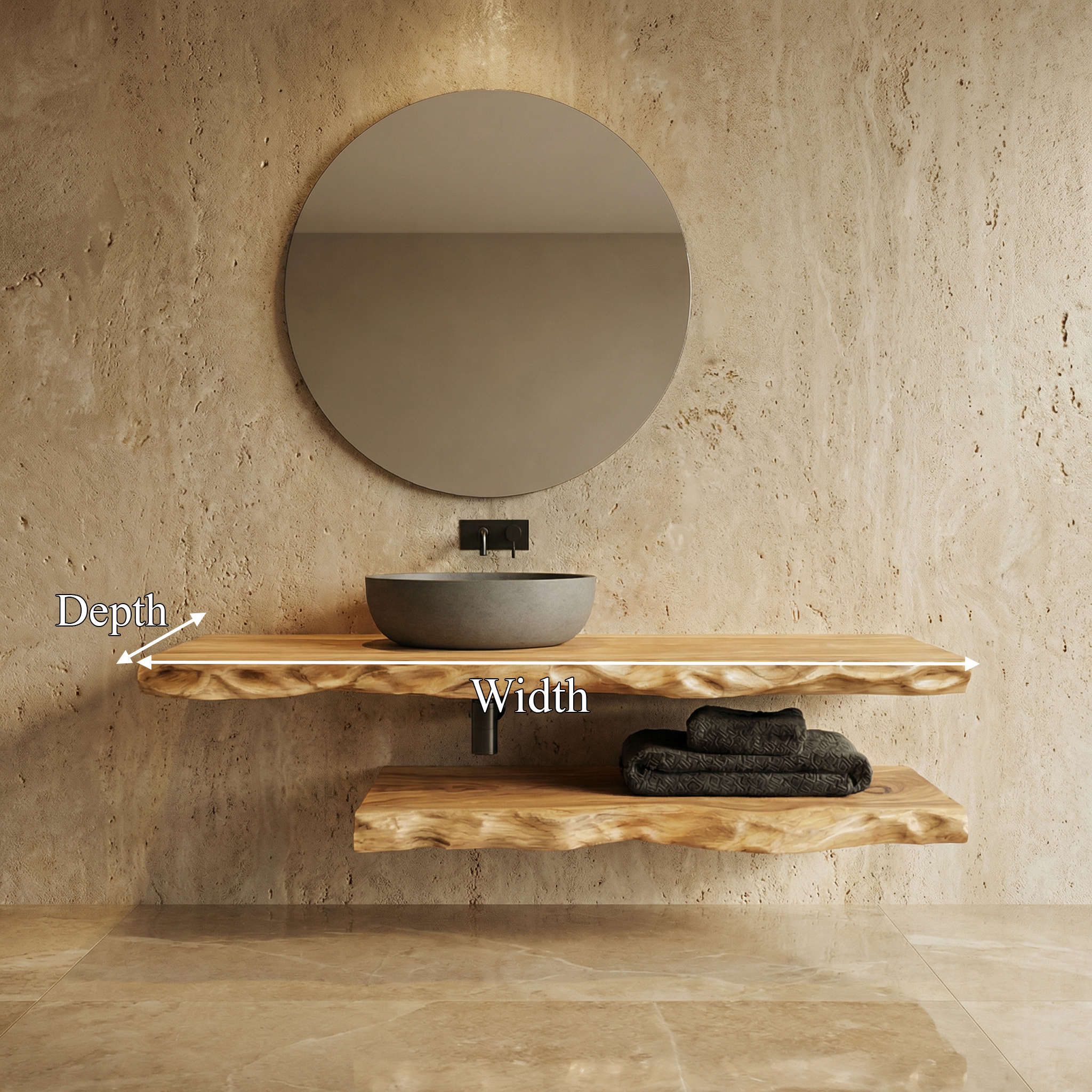 Mediterranean Live Edge Bathroom Vanity For Bathroom And Vanity Wall SINLSABRV288