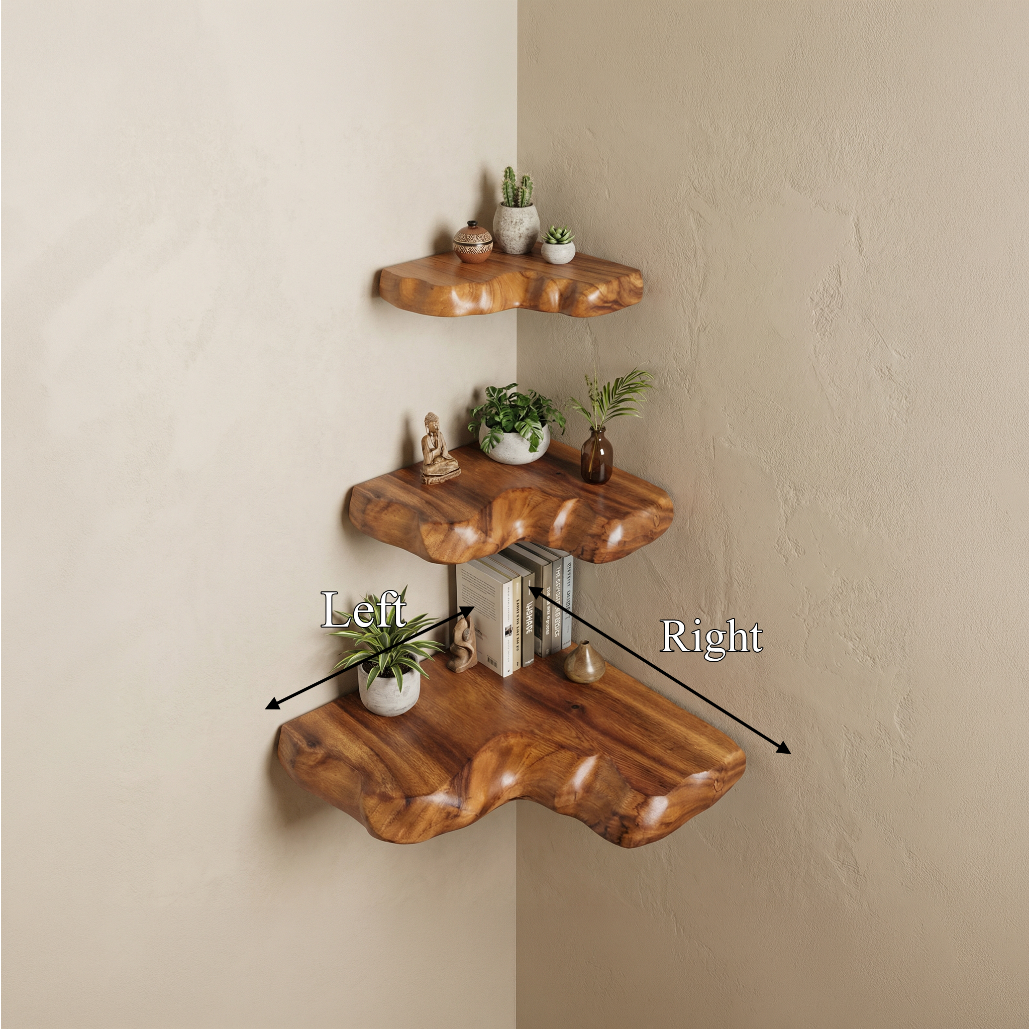 Rustic Corner Floating Shelf For Living Room And Wall Decor SINLSACN016