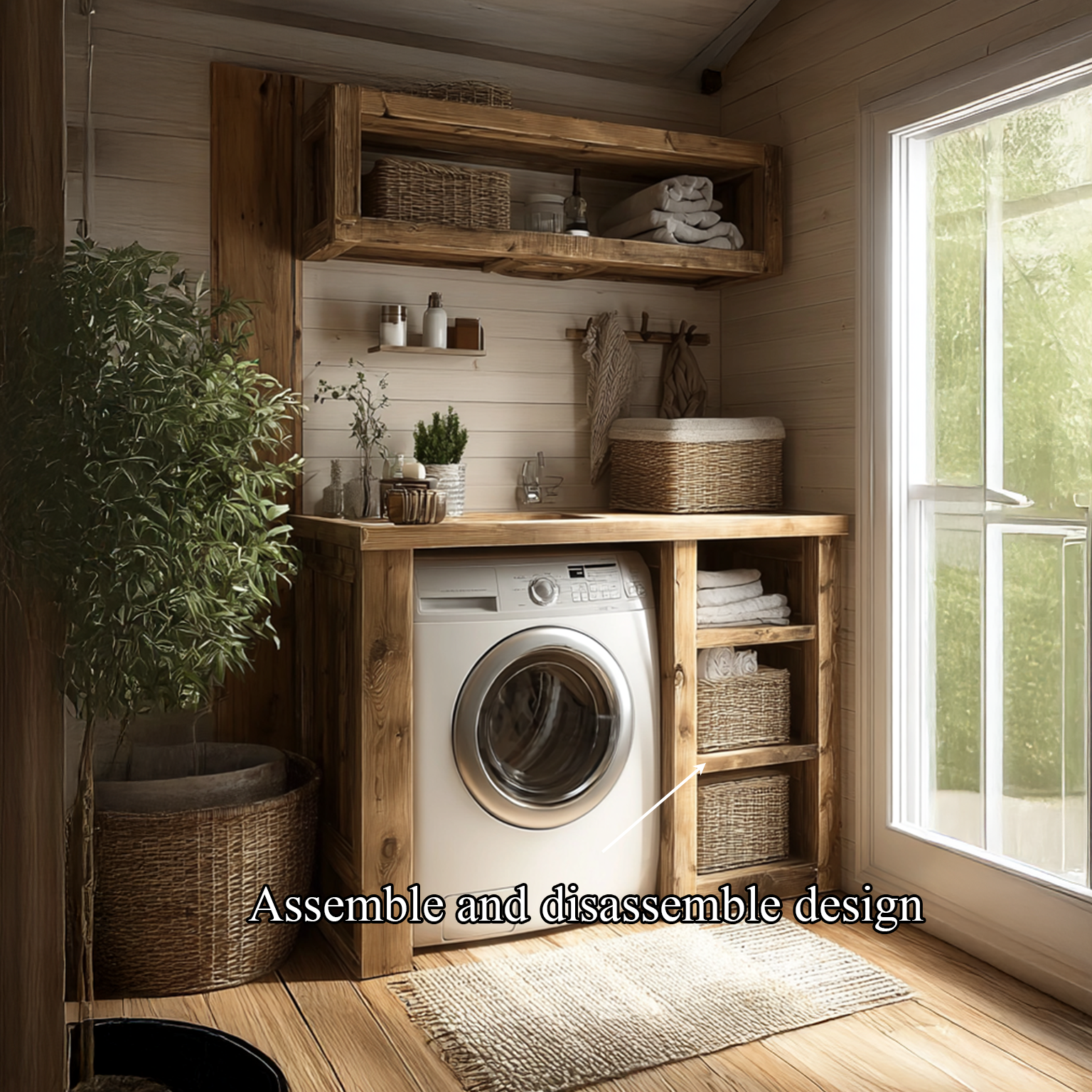Laundry Nook Shelf Solid Wood Rustic Style Gift SINLSALN001