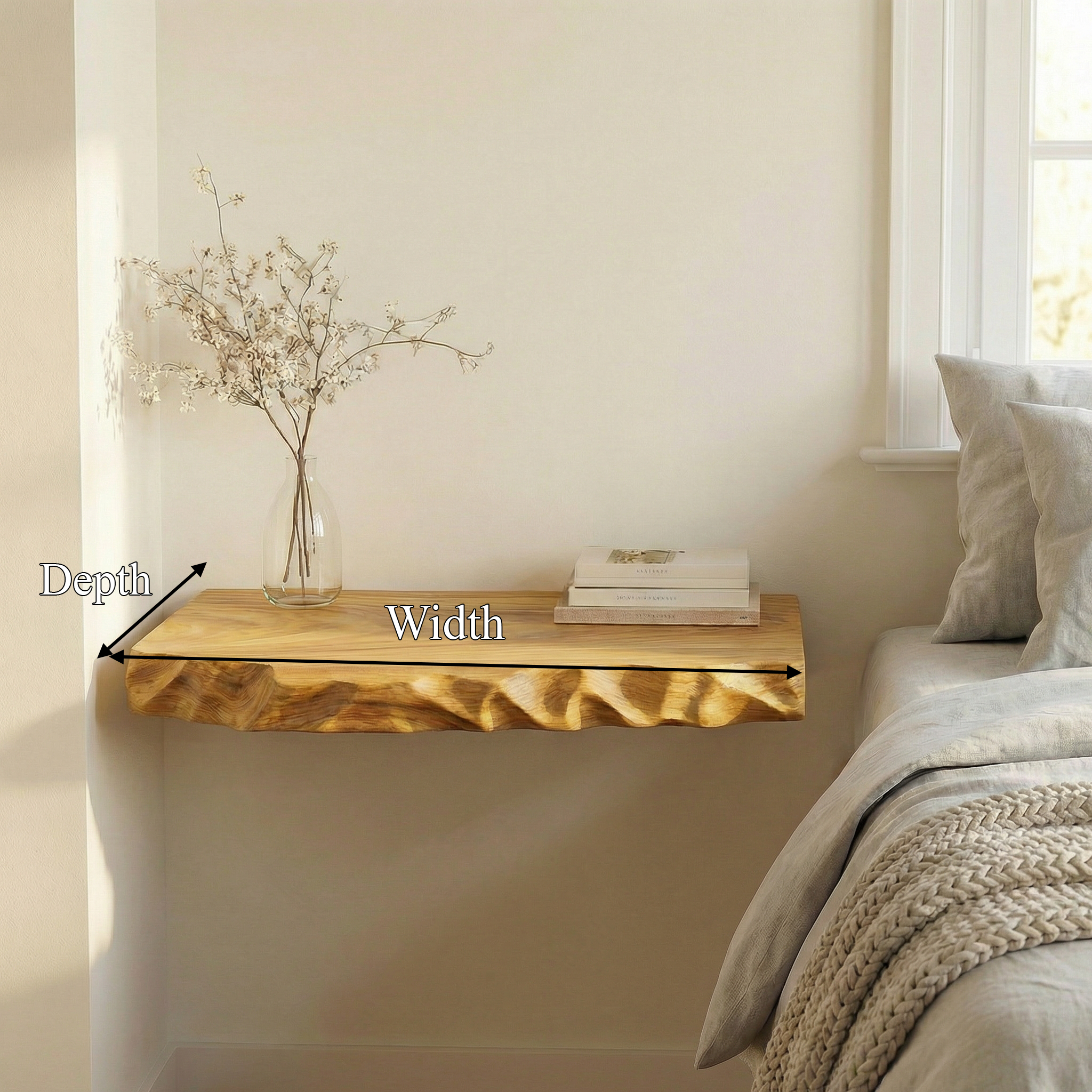 Organic Decorative Floating Nightstand For Bedroom And Bedside Space SINLSAFL510
