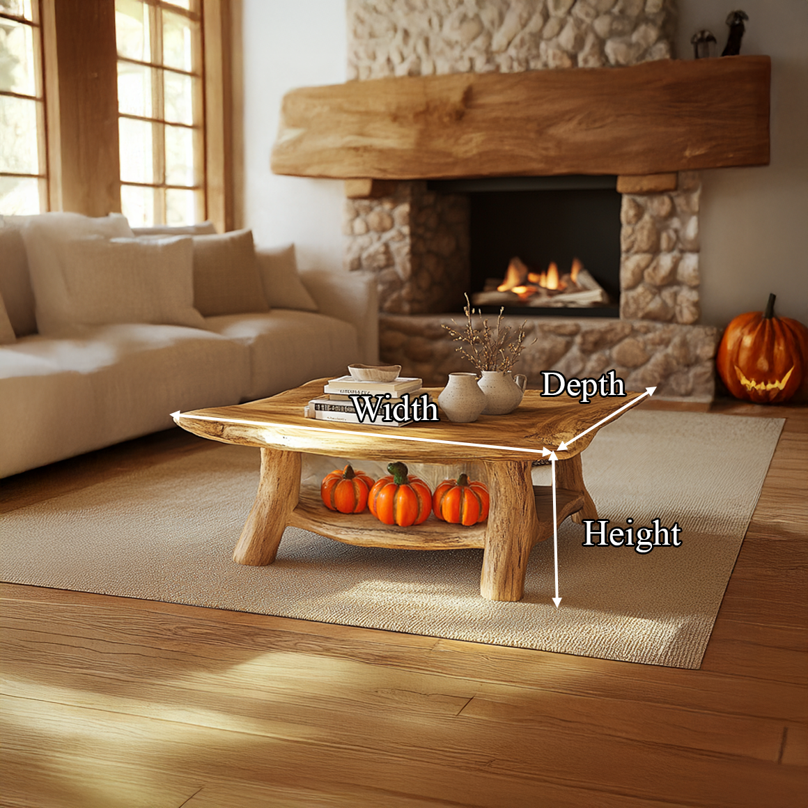 Rustic Natural Coffee Table Living Room And Cabin Room SINLSACF226