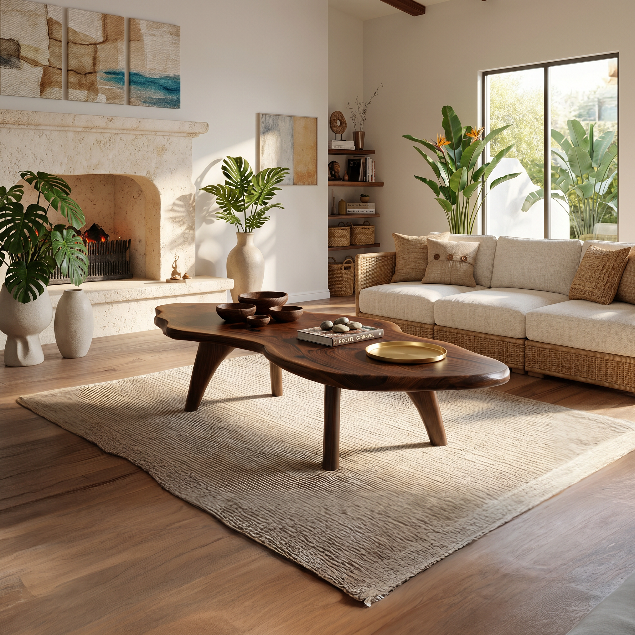 Mid Century Modern Live Edge Coffee Table For Living Room Look SILDTTRCF039
