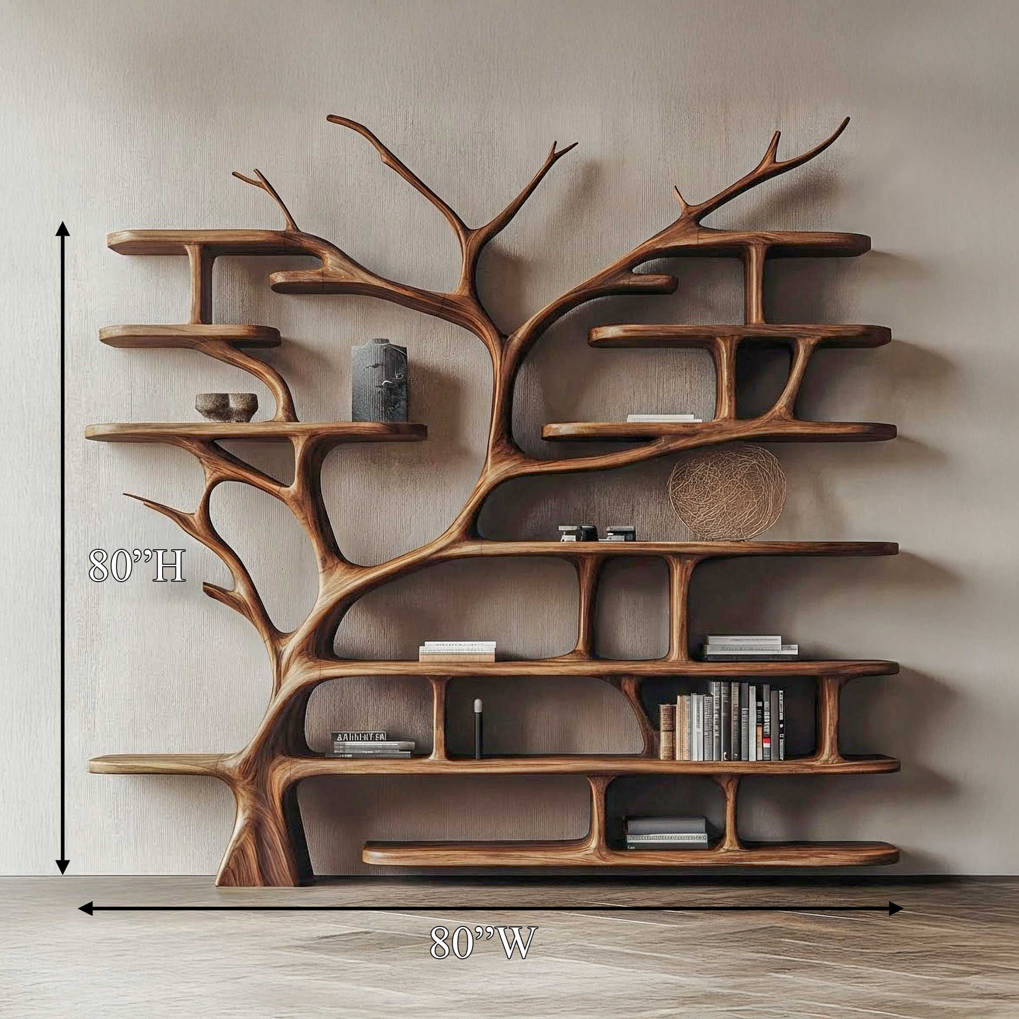 Rustic Storage Tree Bookshelf Living Room Or Reading Area SINLSATB695