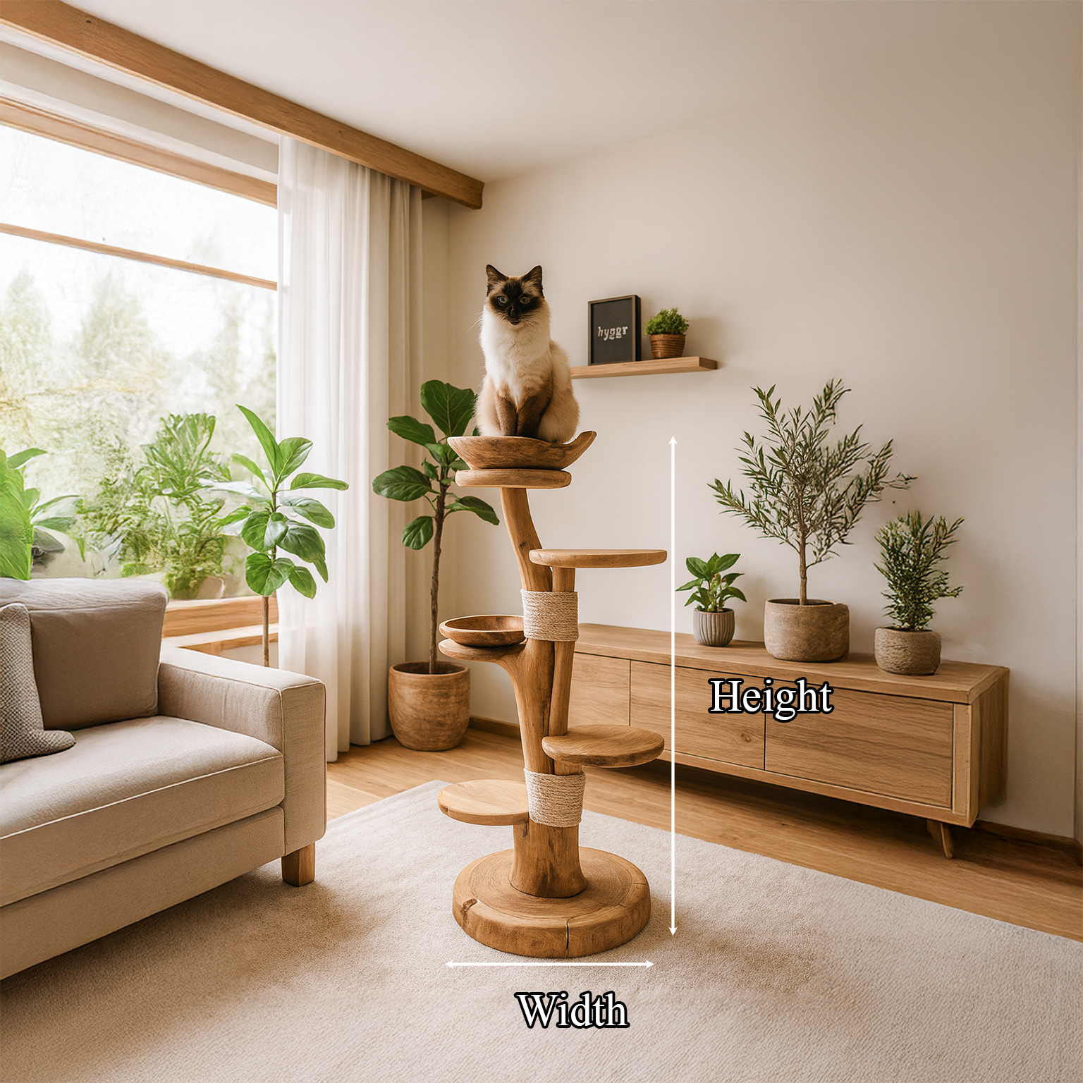 Mid Century Tree Cat Tower Living Home Office SINLSATT036